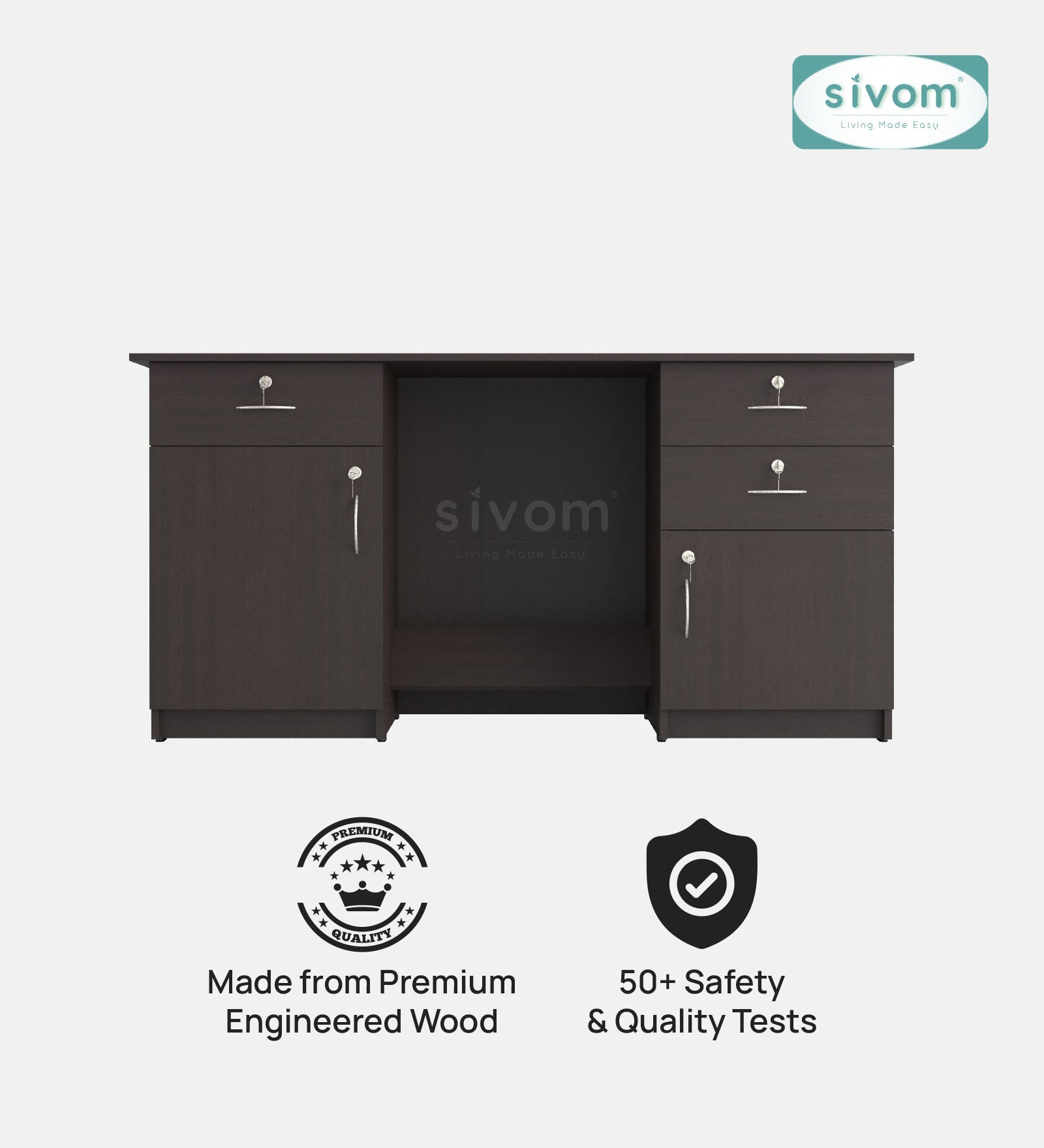 SIVOM Kooka Engineered Wood Executive Desk | Elegant Design & Premium Finish