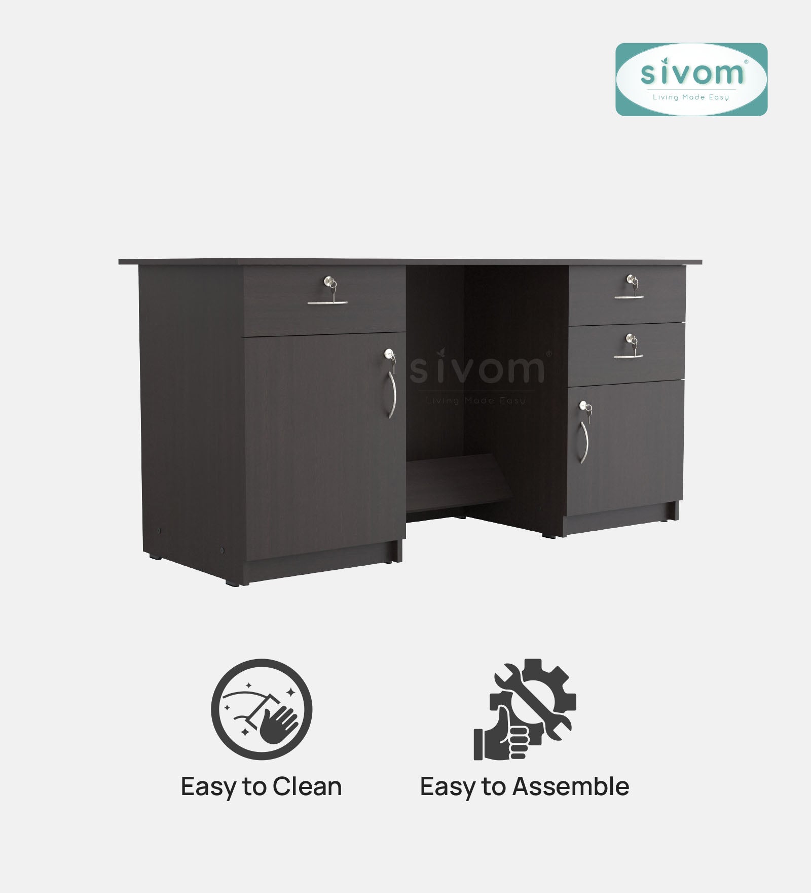 SIVOM Kooka Engineered Wood Executive Desk | Elegant Design & Premium Finish