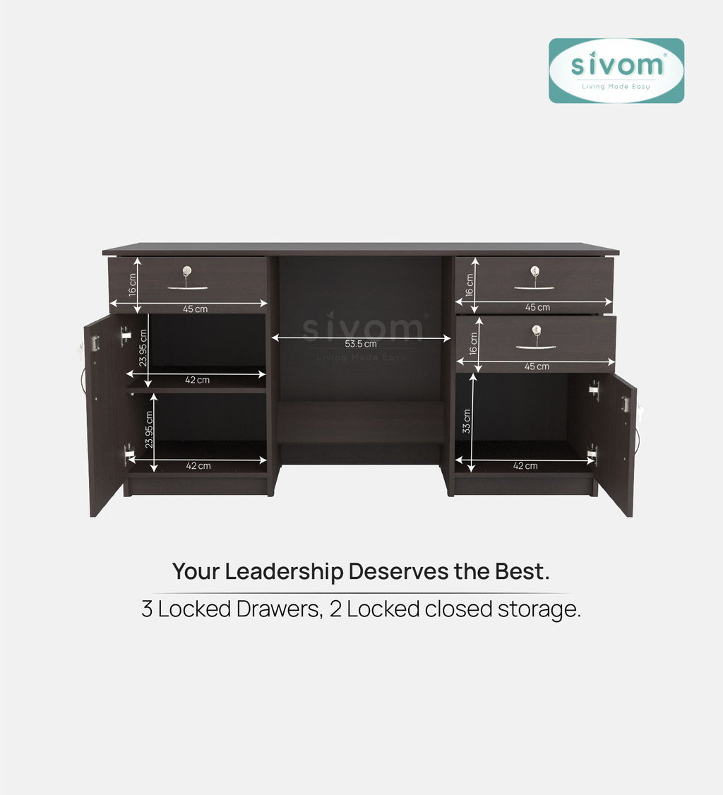 SIVOM Kooka Engineered Wood Executive Desk | Elegant Design & Premium Finish