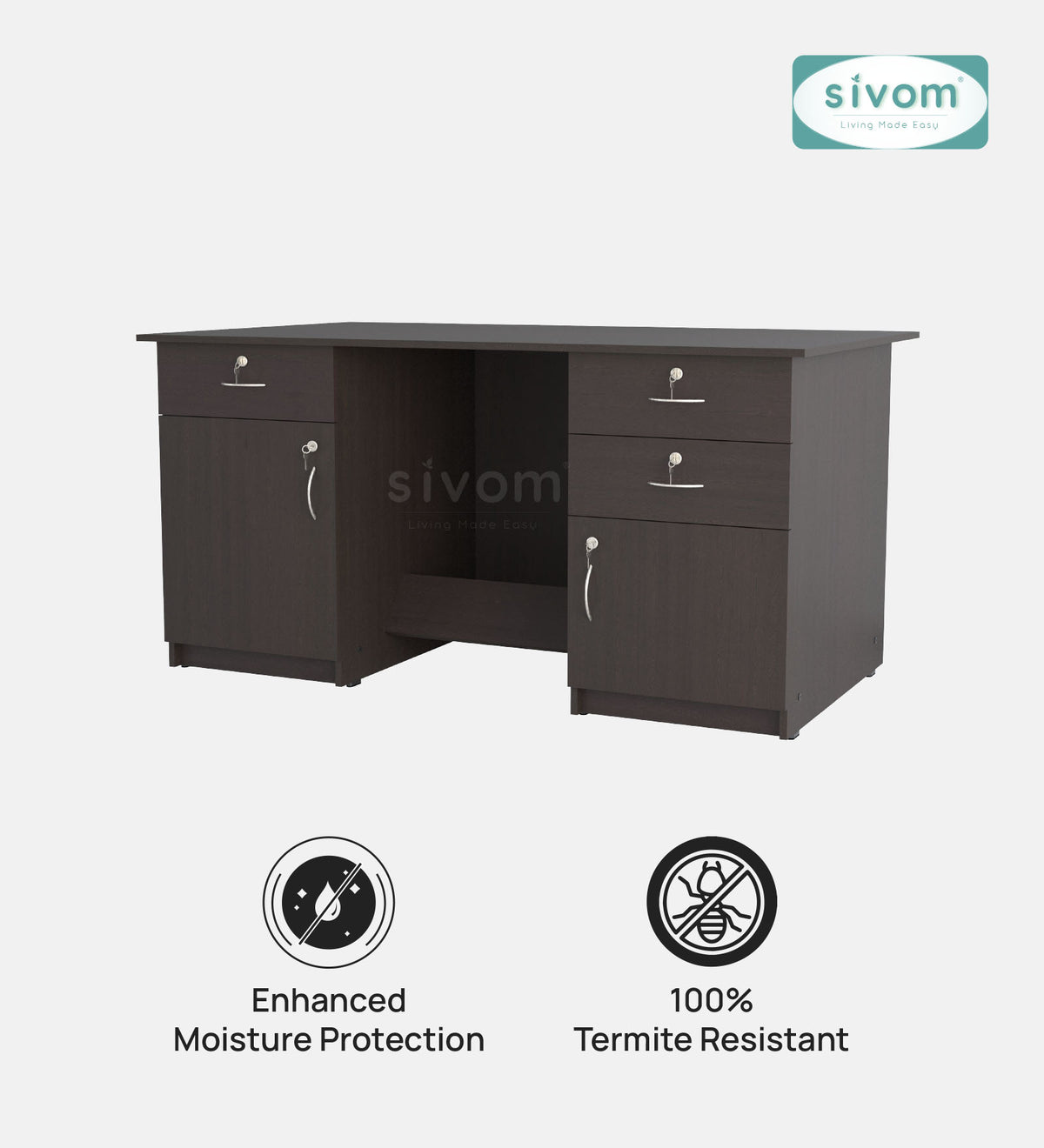 SIVOM Kooka Engineered Wood Executive Desk | Elegant Design & Premium Finish