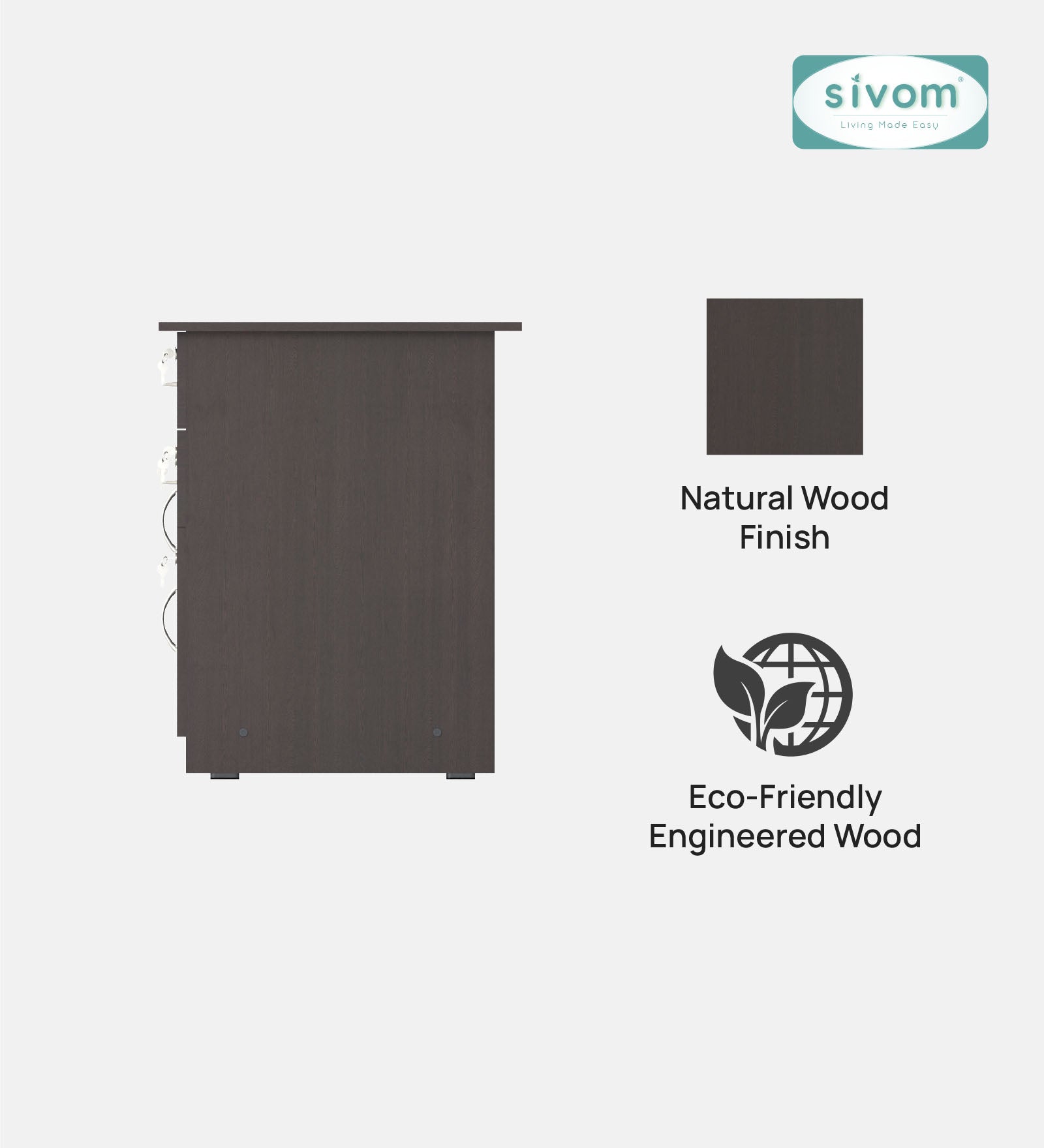 SIVOM Kooka Engineered Wood Executive Desk | Elegant Design & Premium Finish
