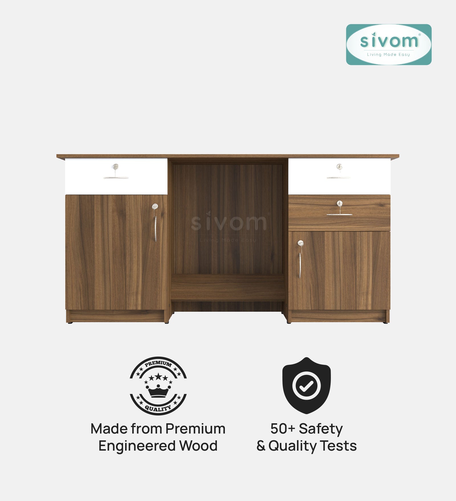SIVOM Kooka Engineered Wood Executive Desk | Elegant Design & Premium Finish