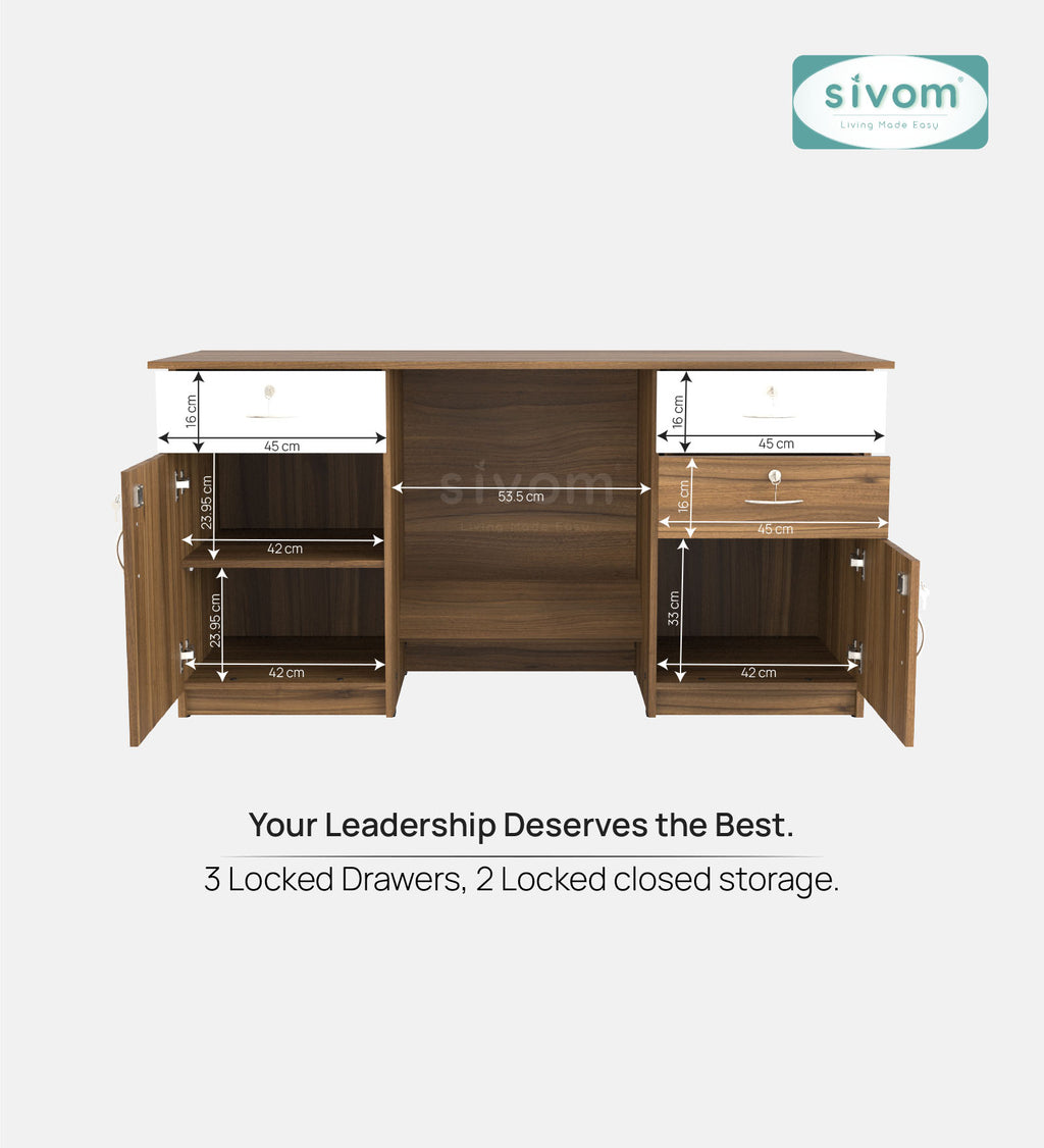 SIVOM Kooka Engineered Wood Executive Desk | Elegant Design & Premium Finish