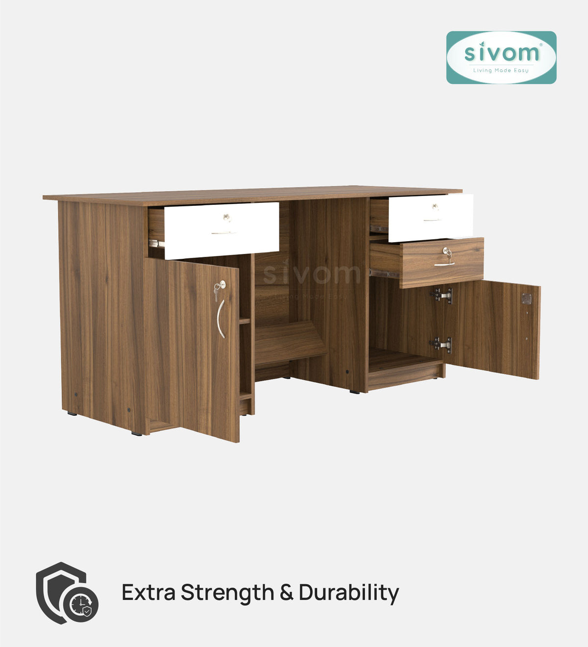SIVOM Kooka Engineered Wood Executive Desk | Elegant Design & Premium Finish