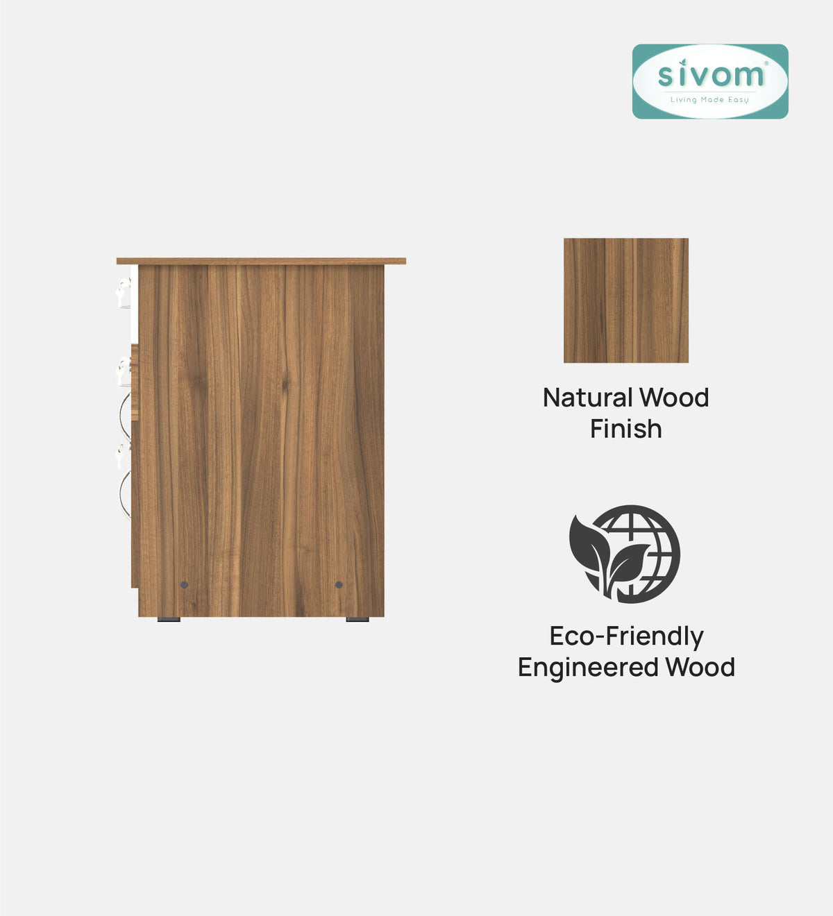 SIVOM Kooka Engineered Wood Executive Desk | Elegant Design & Premium Finish