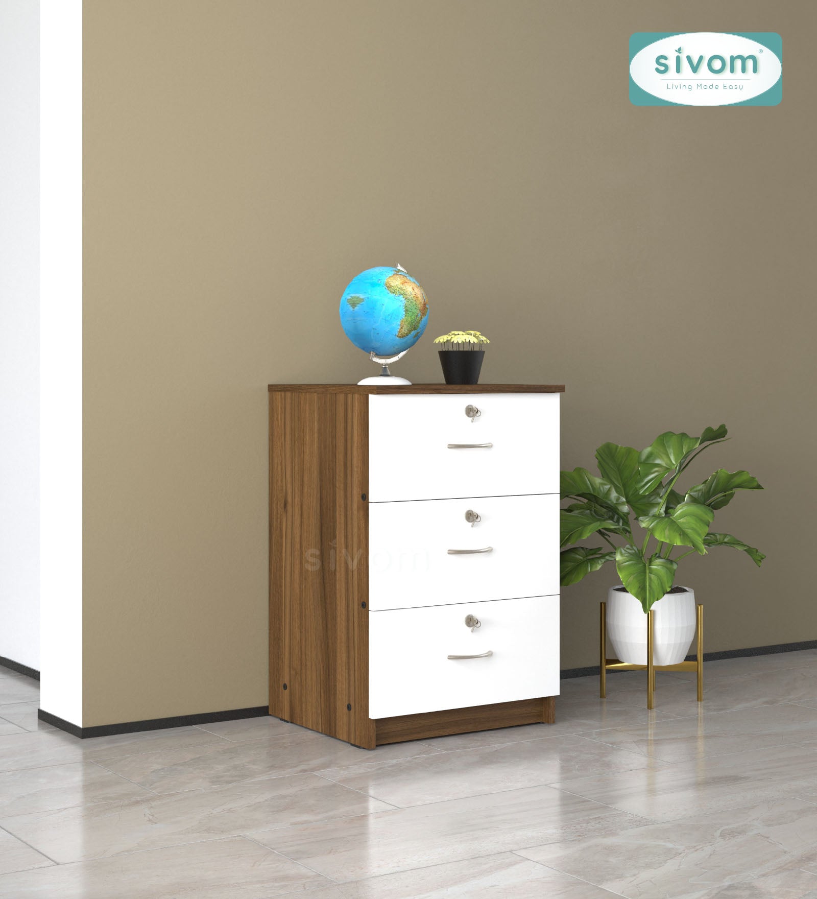 Sivom SIVOM Kresta Multipurpose Storage Drawer/Study/Home/Office Engineered Wood Close Book Shelf for Modern Homes | Elegant Design & Premium Finish