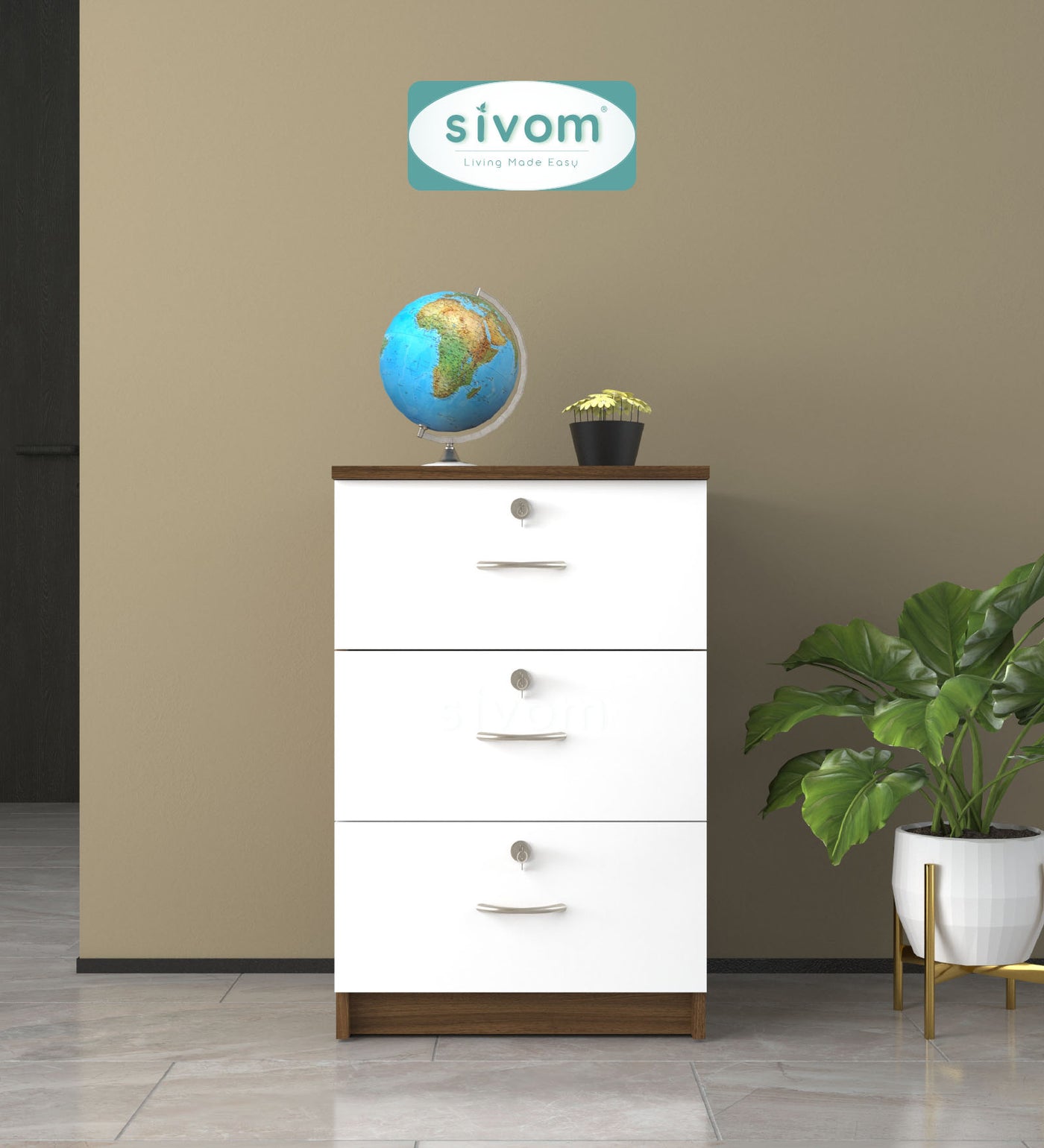 SIVOM Kresta Multipurpose Storage Drawer/Study/Home/Office Engineered Wood Close Book Shelf  for Modern Homes | Elegant Design & Premium Finish