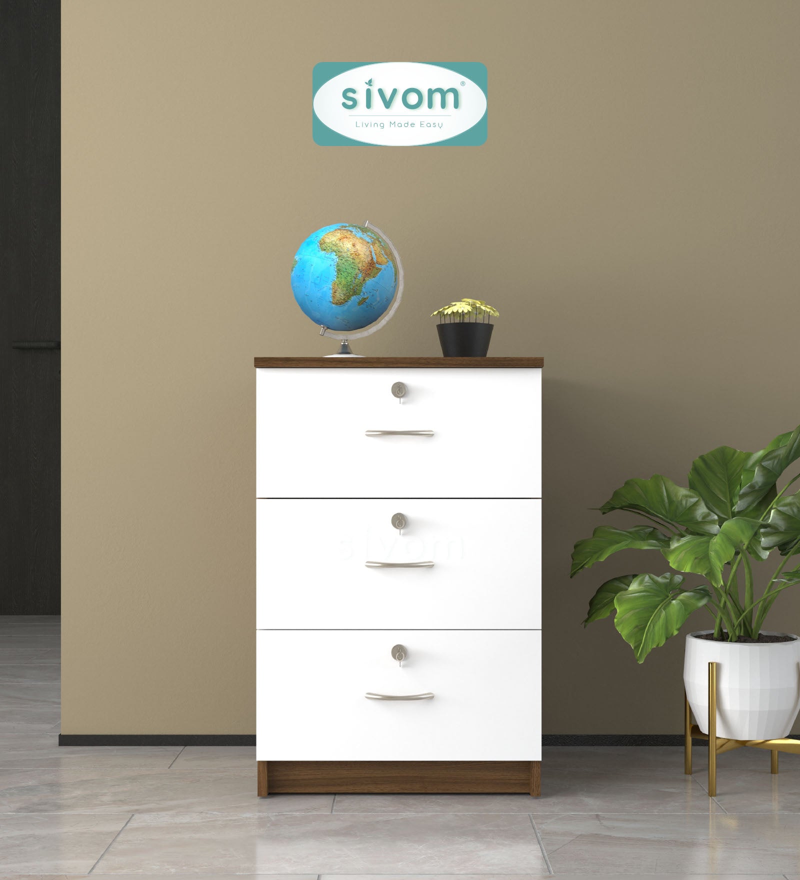 Sivom SIVOM Kresta Multipurpose Storage Drawer/Study/Home/Office Engineered Wood Close Book Shelf for Modern Homes | Elegant Design & Premium Finish