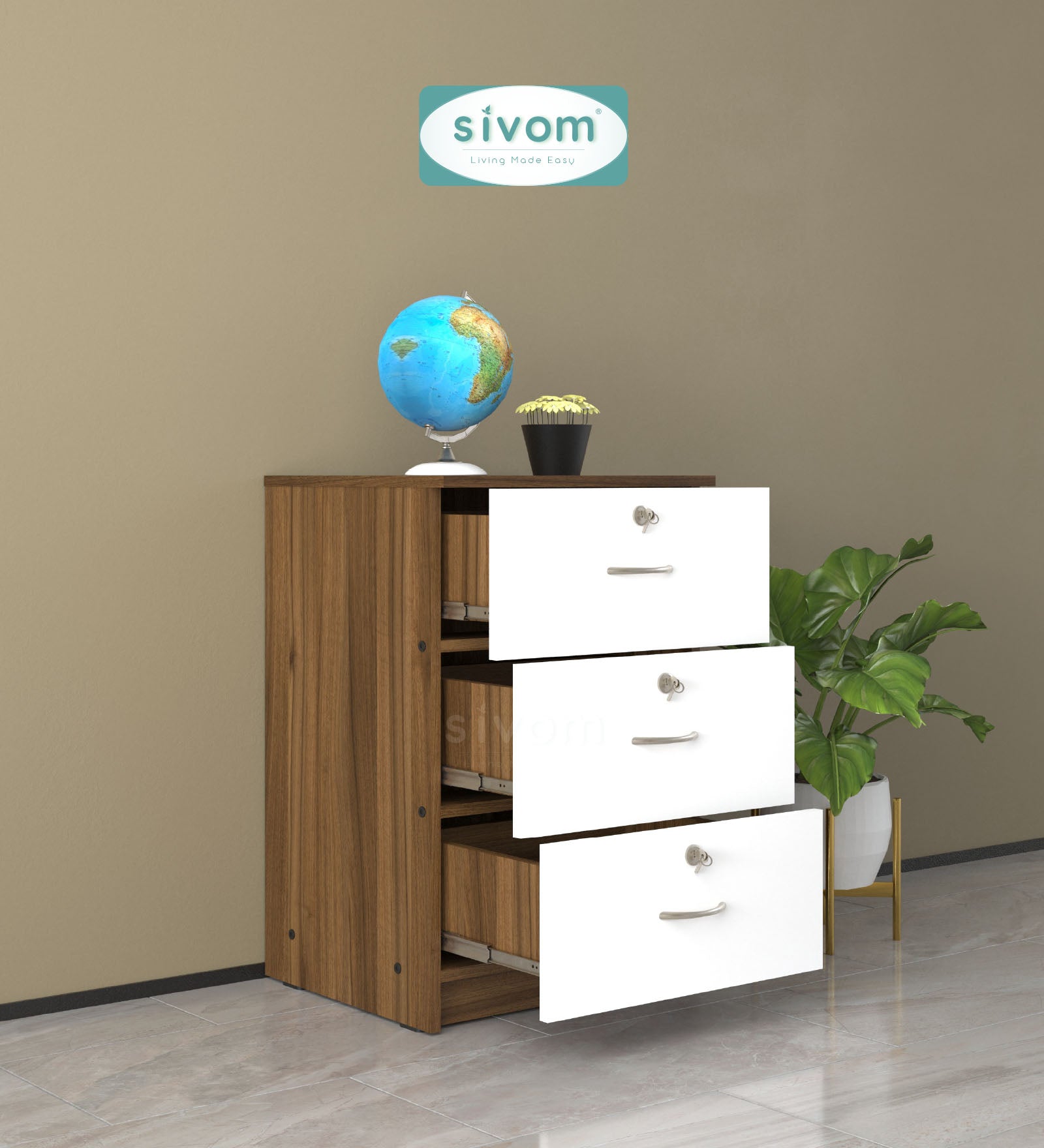 Sivom SIVOM Kresta Multipurpose Storage Drawer/Study/Home/Office Engineered Wood Close Book Shelf for Modern Homes | Elegant Design & Premium Finish