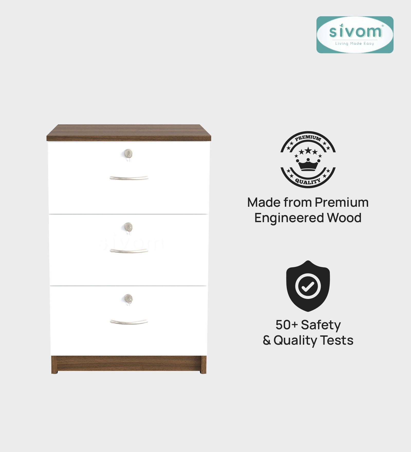 Sivom SIVOM Kresta Multipurpose Storage Drawer/Study/Home/Office Engineered Wood Close Book Shelf for Modern Homes | Elegant Design & Premium Finish