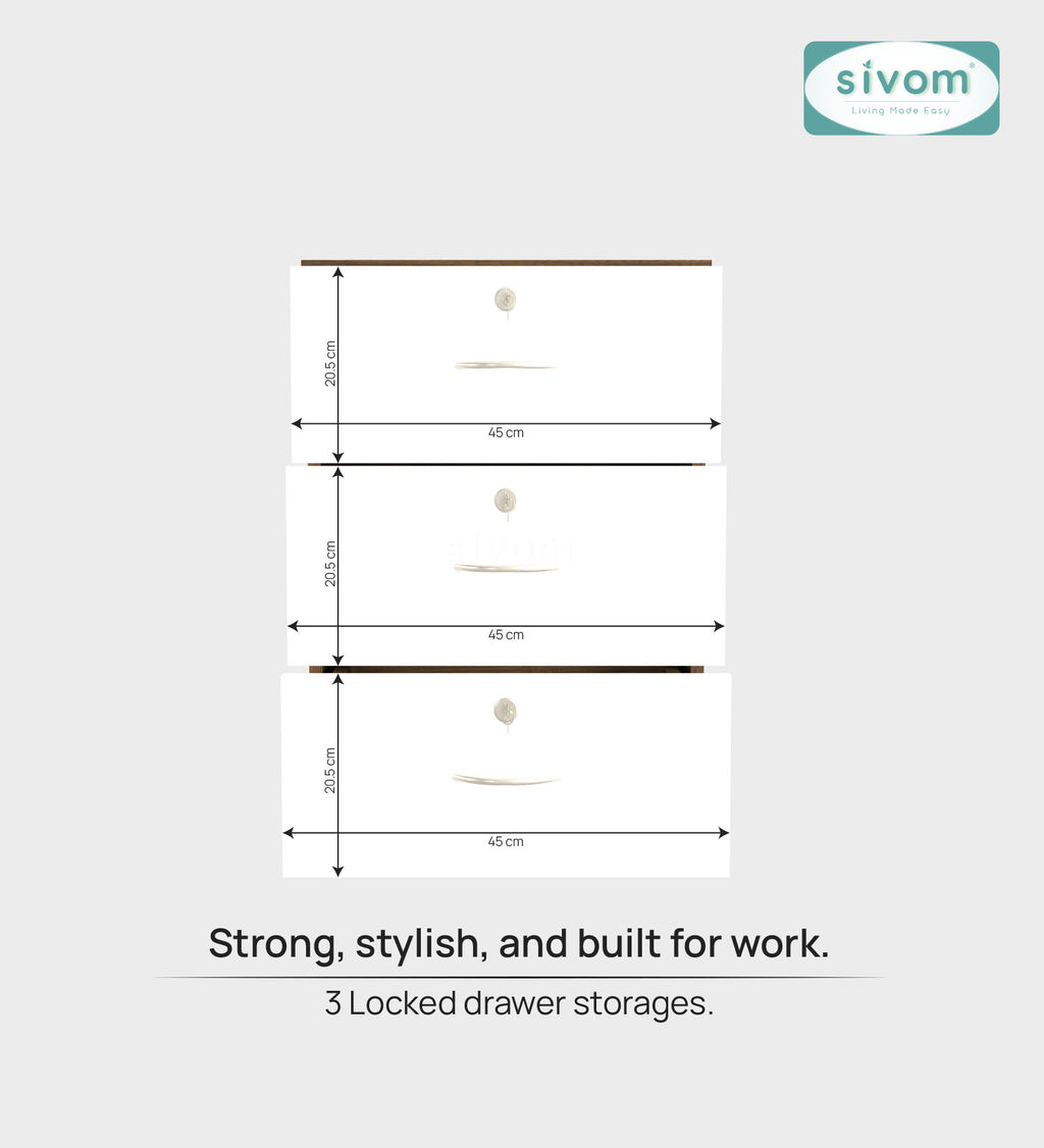 Sivom SIVOM Kresta Multipurpose Storage Drawer/Study/Home/Office Engineered Wood Close Book Shelf for Modern Homes | Elegant Design & Premium Finish