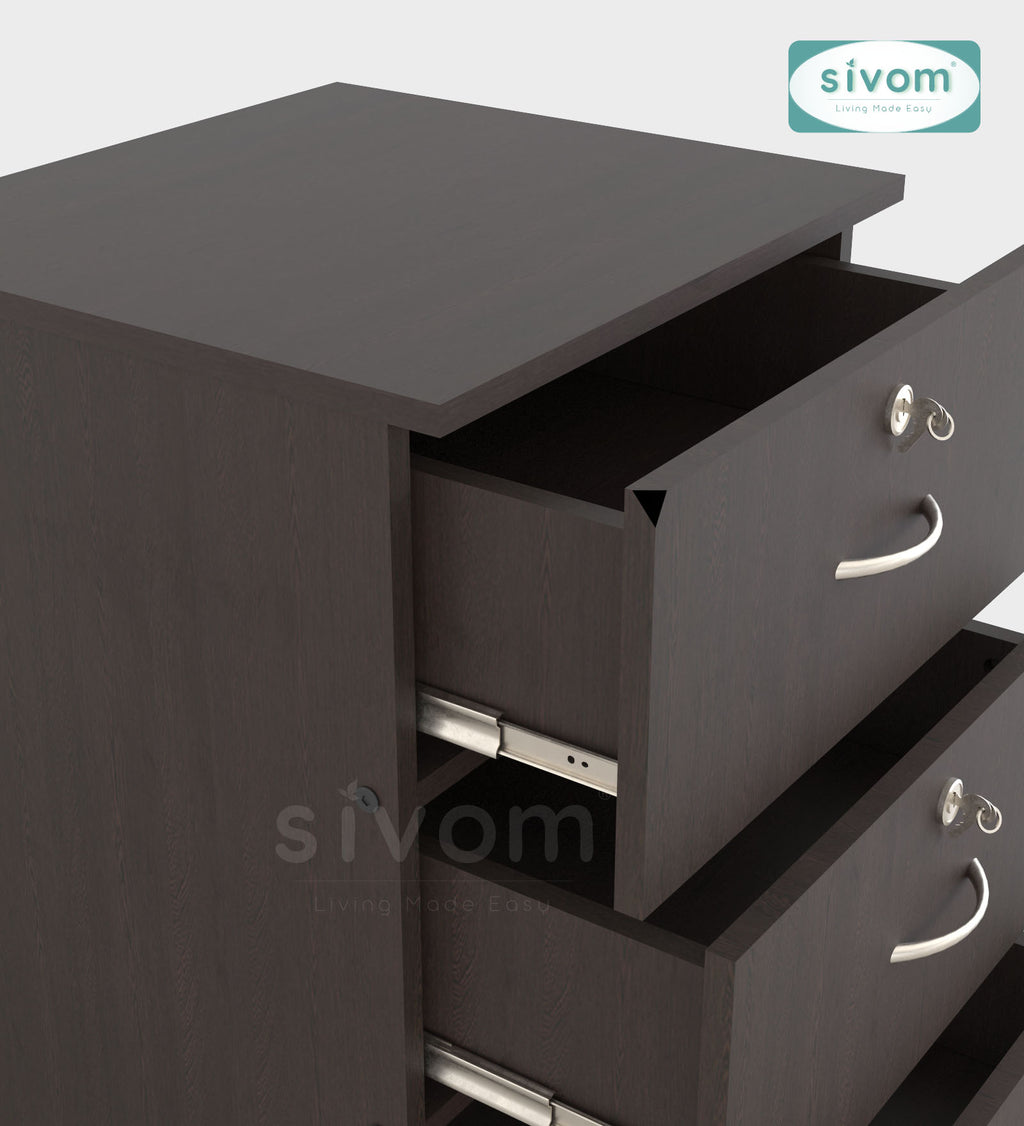 Sivom SIVOM Kresta Multipurpose Storage Drawer/Study/Home/Office Engineered Wood Close Book Shelf for Modern Homes | Elegant Design & Premium Finish