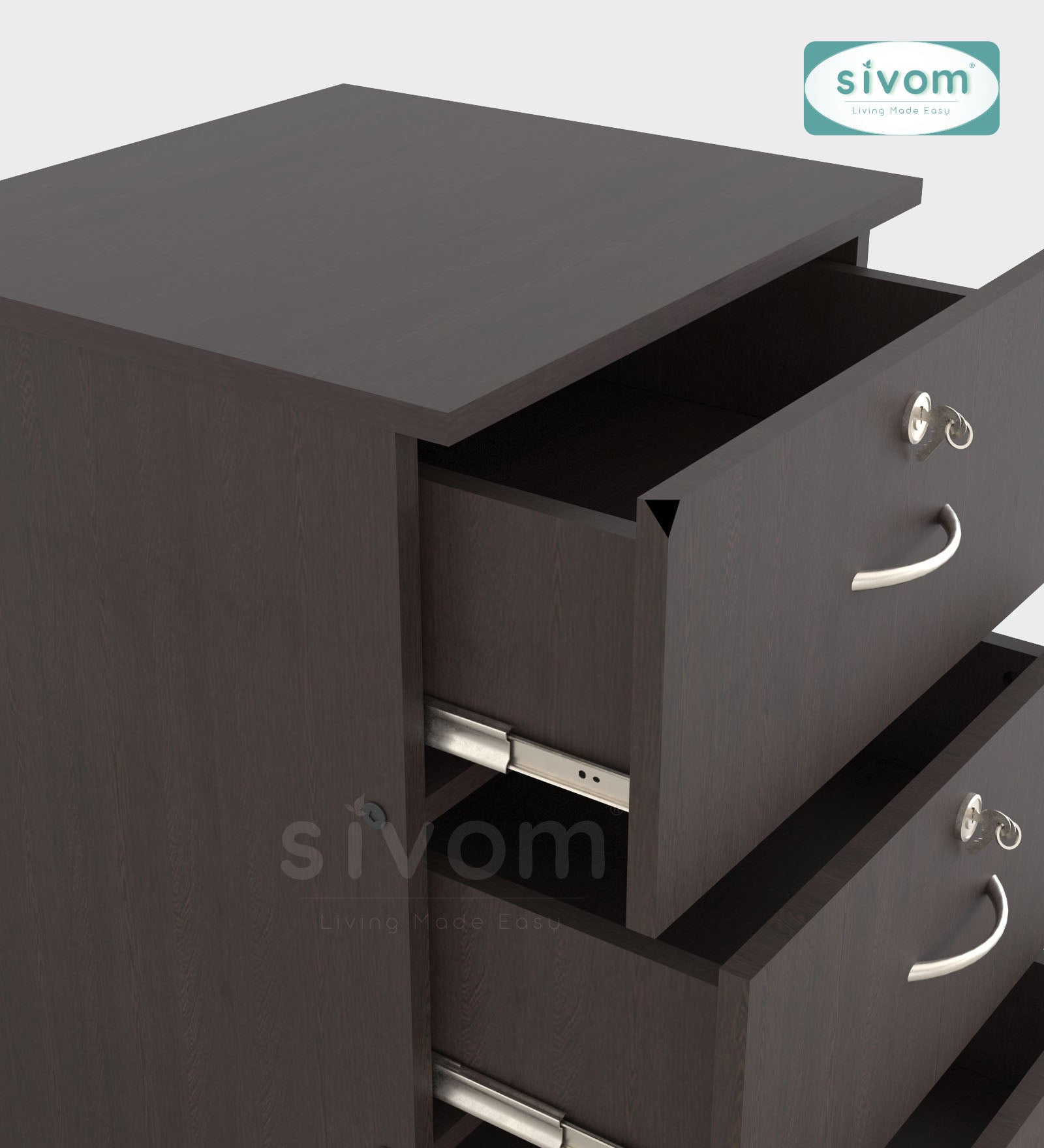 Sivom SIVOM Kresta Multipurpose Storage Drawer/Study/Home/Office Engineered Wood Close Book Shelf for Modern Homes | Elegant Design & Premium Finish