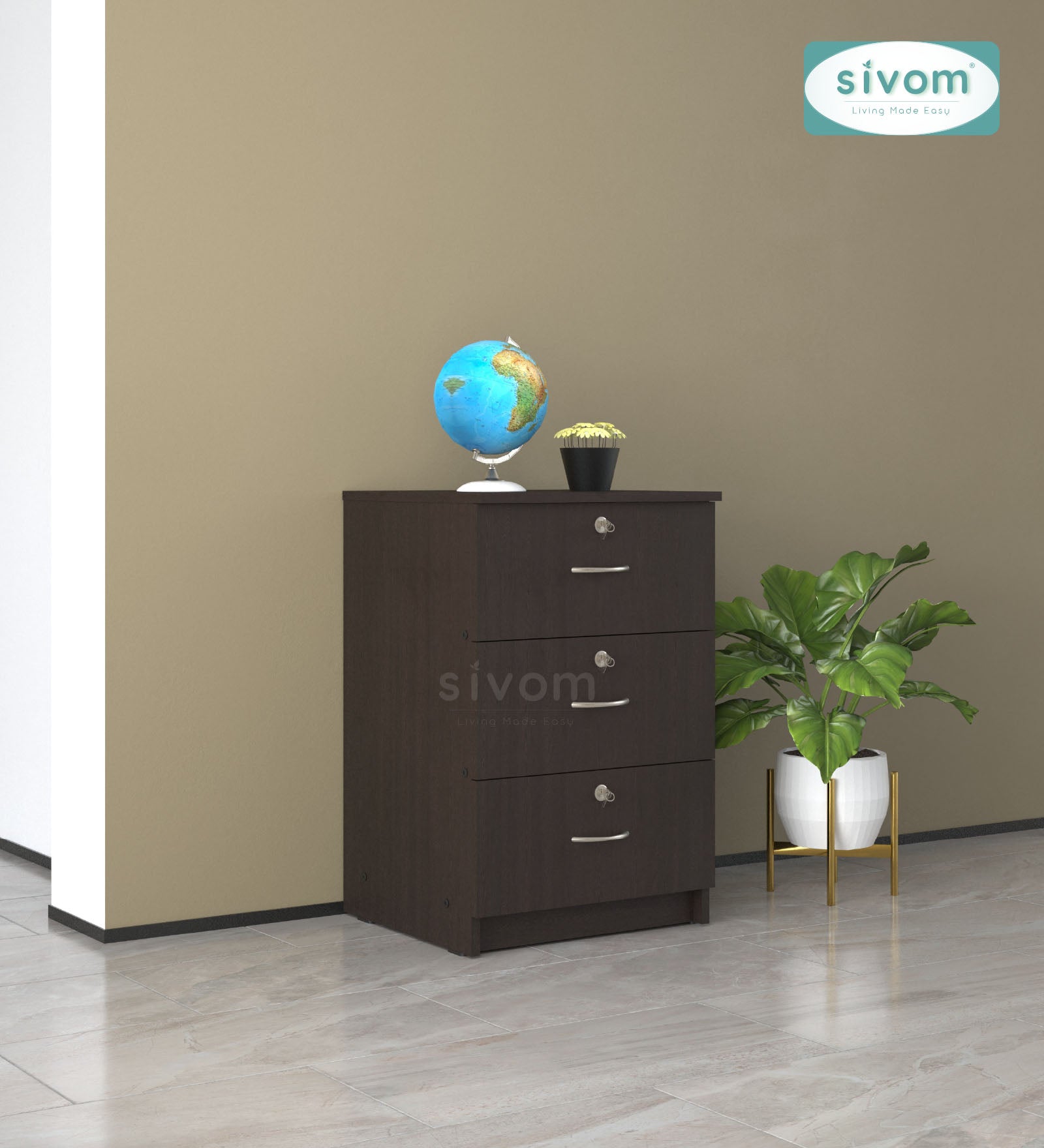 Sivom SIVOM Kresta Multipurpose Storage Drawer/Study/Home/Office Engineered Wood Close Book Shelf for Modern Homes | Elegant Design & Premium Finish