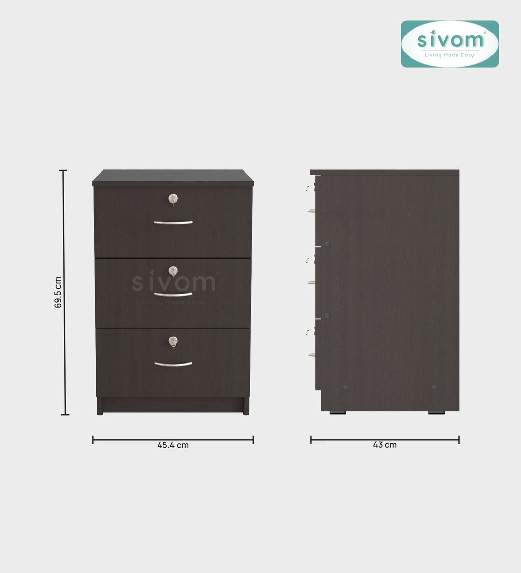 Sivom SIVOM Kresta Multipurpose Storage Drawer/Study/Home/Office Engineered Wood Close Book Shelf for Modern Homes | Elegant Design & Premium Finish