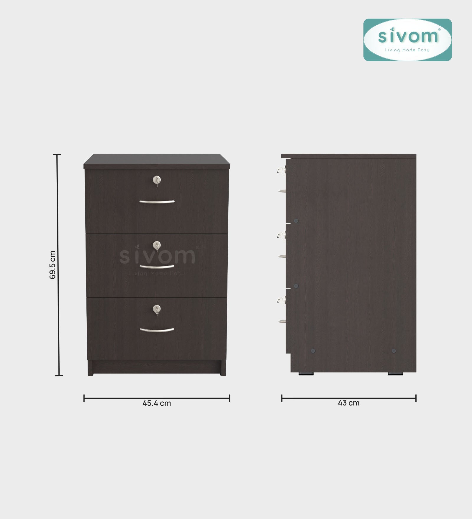 Sivom SIVOM Kresta Multipurpose Storage Drawer/Study/Home/Office Engineered Wood Close Book Shelf for Modern Homes | Elegant Design & Premium Finish