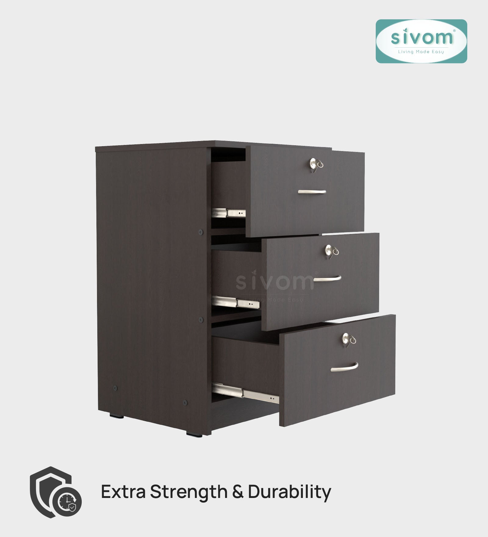 Sivom SIVOM Kresta Multipurpose Storage Drawer/Study/Home/Office Engineered Wood Close Book Shelf for Modern Homes | Elegant Design & Premium Finish