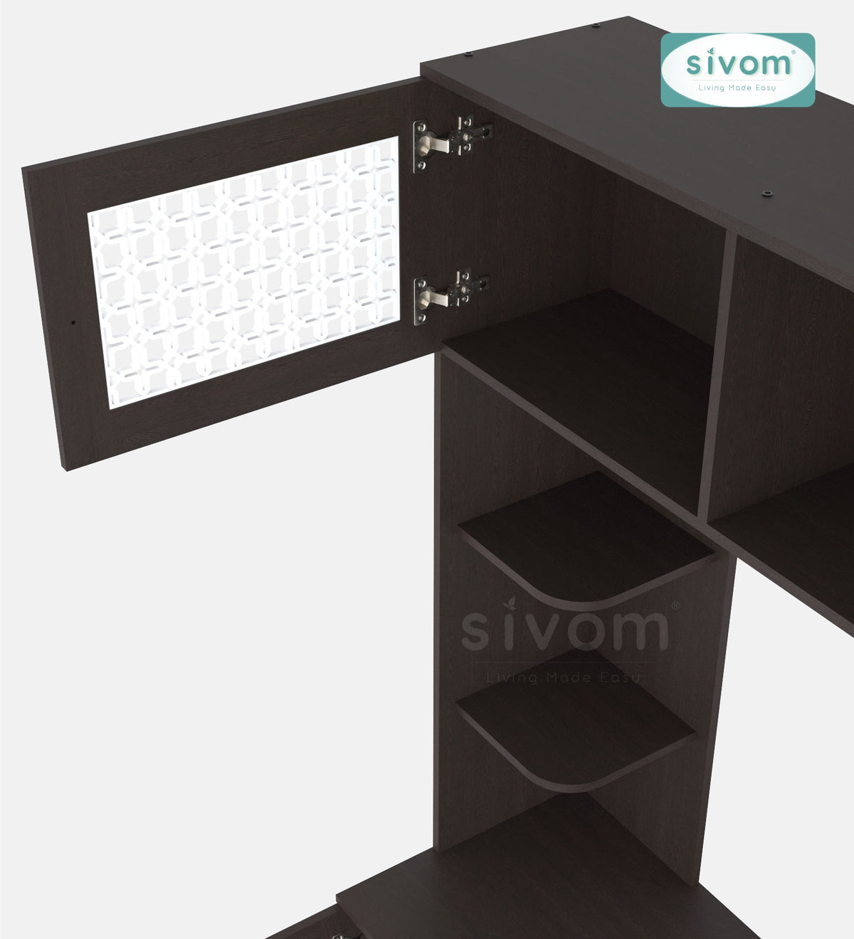 Sivom SIVOM LENIN Multipurpose TV Unit fits upto 43 inch with Storage Engineered Wood TV Entertainment Unit for Modern Homes | Elegant Design & Premium Finish