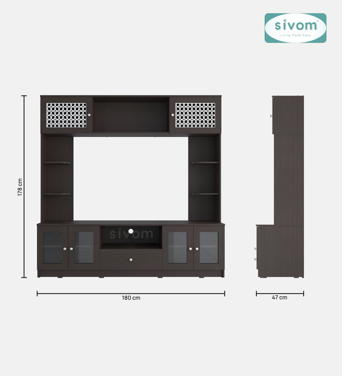 Sivom SIVOM LENIN Multipurpose TV Unit fits upto 43 inch with Storage Engineered Wood TV Entertainment Unit for Modern Homes | Elegant Design & Premium Finish