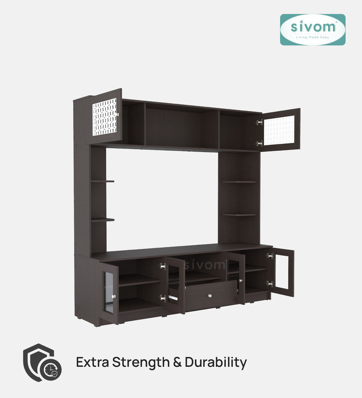Sivom SIVOM LENIN Multipurpose TV Unit fits upto 43 inch with Storage Engineered Wood TV Entertainment Unit for Modern Homes | Elegant Design & Premium Finish