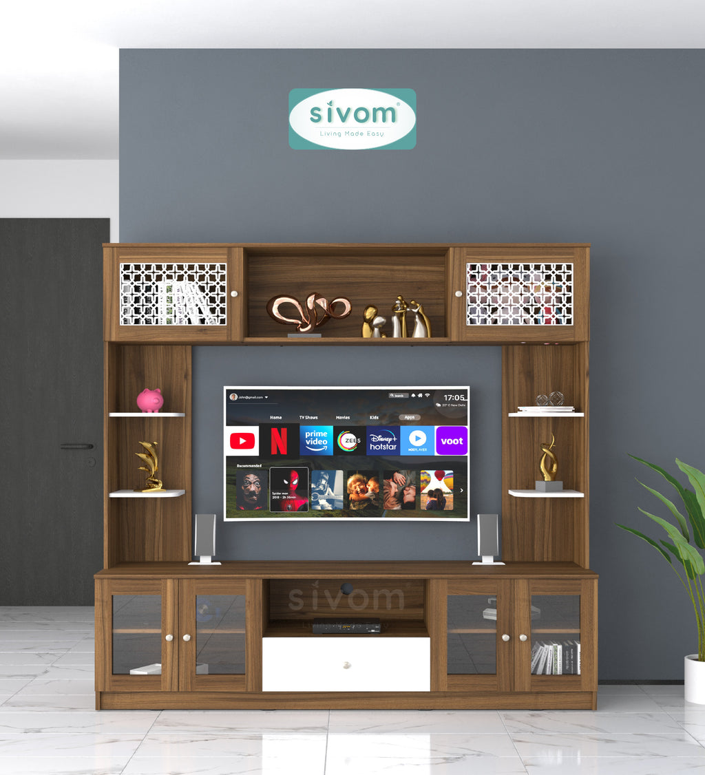 Sivom SIVOM LENIN Multipurpose TV Unit fits upto 43 inch with Storage Engineered Wood TV Entertainment Unit for Modern Homes | Elegant Design & Premium Finish