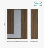 Sivom SIVOM Leo Multipurpose 3 Door Wardrobe / Spacious Shelves with Hanging Rail Engineered Wood 3 Door Wardrobe for Modern Homes | Elegant Design & Premium Finish