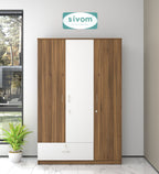 Sivom SIVOM Leo Multipurpose 3 Door Wardrobe / Spacious Shelves with Hanging Rail Engineered Wood 3 Door Wardrobe for Modern Homes | Elegant Design & Premium Finish