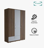 Sivom SIVOM Leo Multipurpose 3 Door Wardrobe / Spacious Shelves with Hanging Rail Engineered Wood 3 Door Wardrobe for Modern Homes | Elegant Design & Premium Finish