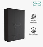 Sivom SIVOM Leo Multipurpose 3 Door Wardrobe / Spacious Shelves with Hanging Rail Engineered Wood 3 Door Wardrobe for Modern Homes | Elegant Design & Premium Finish