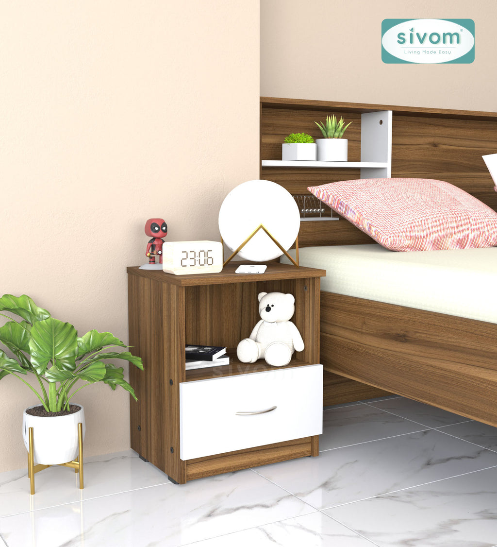 Sivom SIVOM Lita Multipurpose Side Table Engineered Wood Bedside Table for Modern Homes | Elegant Design & Premium Finish