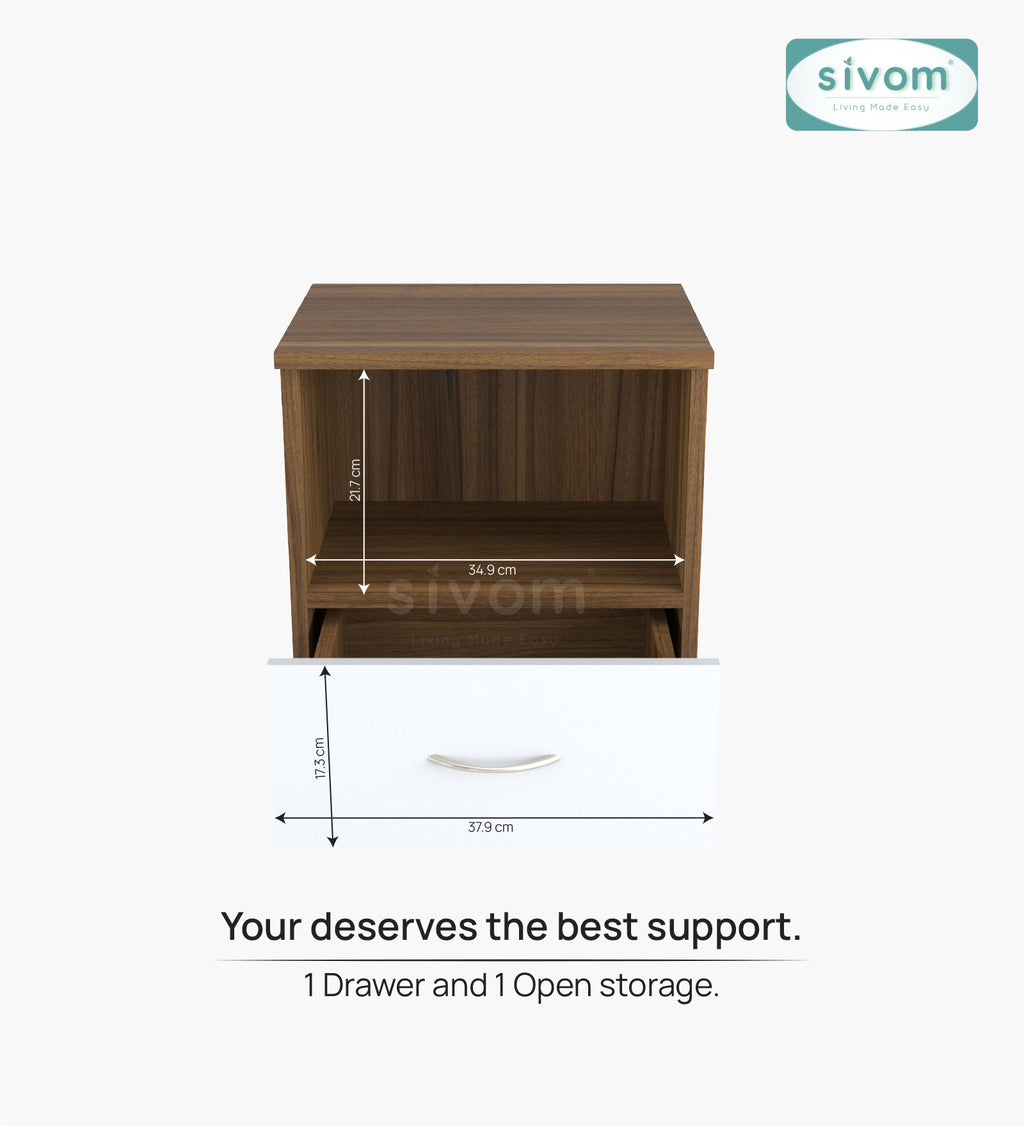 Sivom SIVOM Lita Multipurpose Side Table Engineered Wood Bedside Table for Modern Homes | Elegant Design & Premium Finish