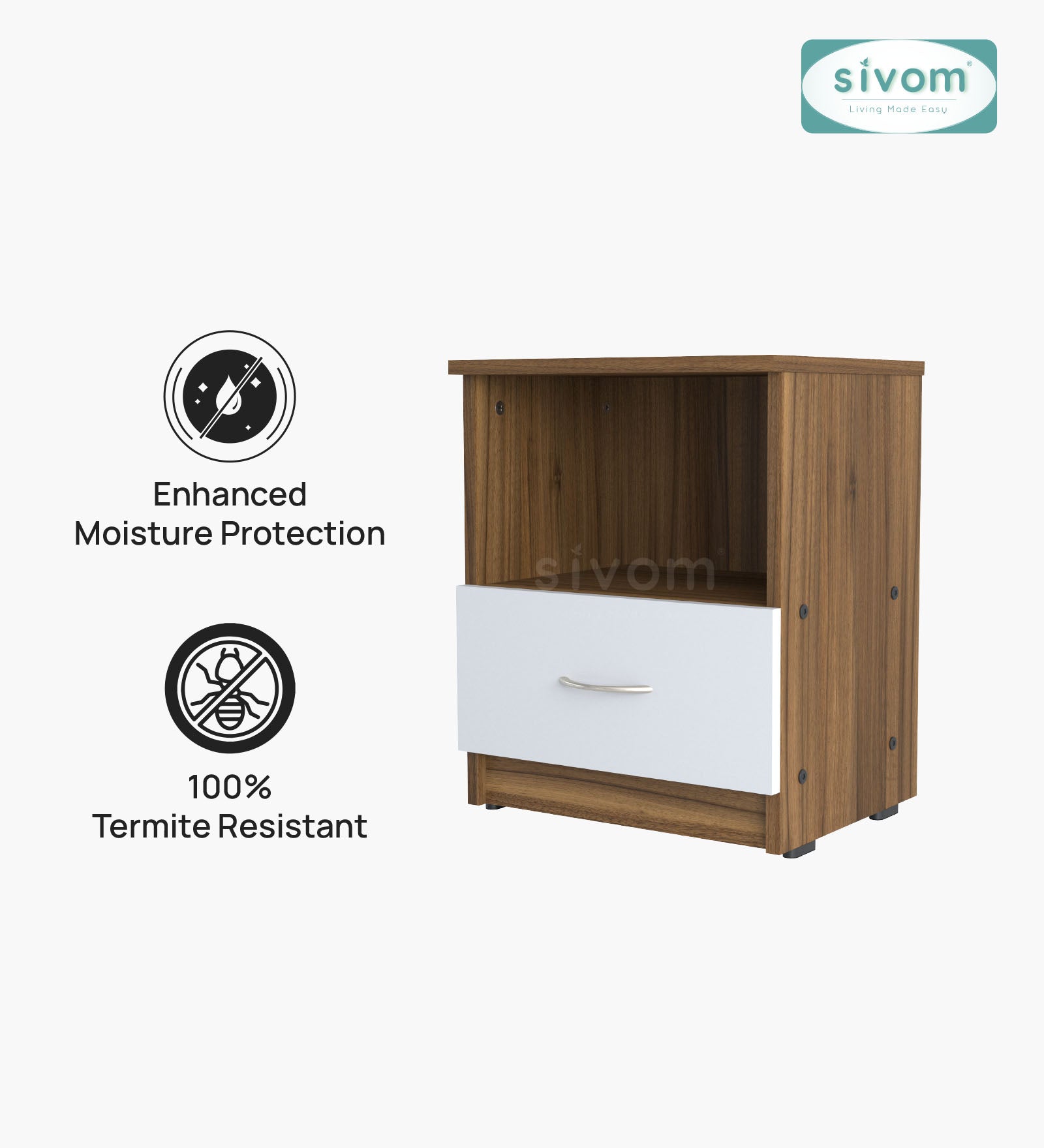 Sivom SIVOM Lita Multipurpose Side Table Engineered Wood Bedside Table for Modern Homes | Elegant Design & Premium Finish