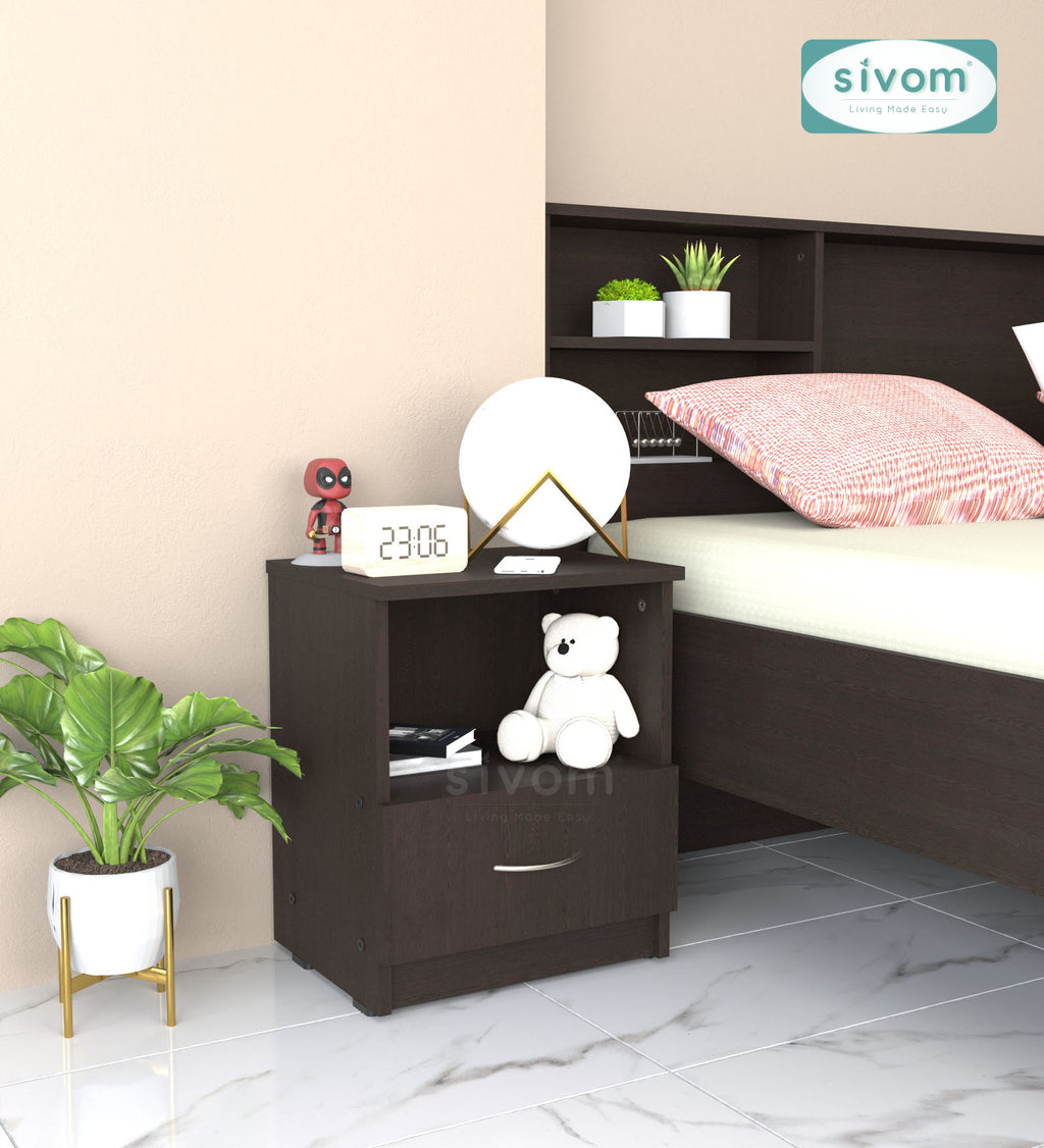 Sivom SIVOM Lita Multipurpose Side Table Engineered Wood Bedside Table for Modern Homes | Elegant Design & Premium Finish