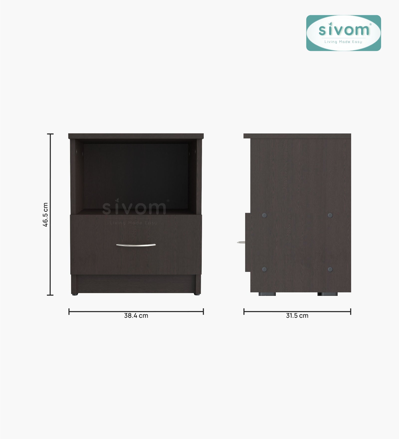 Sivom SIVOM Lita Multipurpose Side Table Engineered Wood Bedside Table for Modern Homes | Elegant Design & Premium Finish