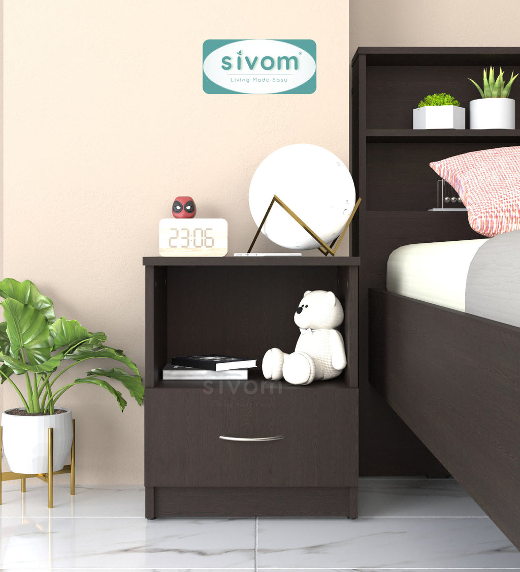 Sivom SIVOM Lita Multipurpose Side Table Engineered Wood Bedside Table for Modern Homes | Elegant Design & Premium Finish