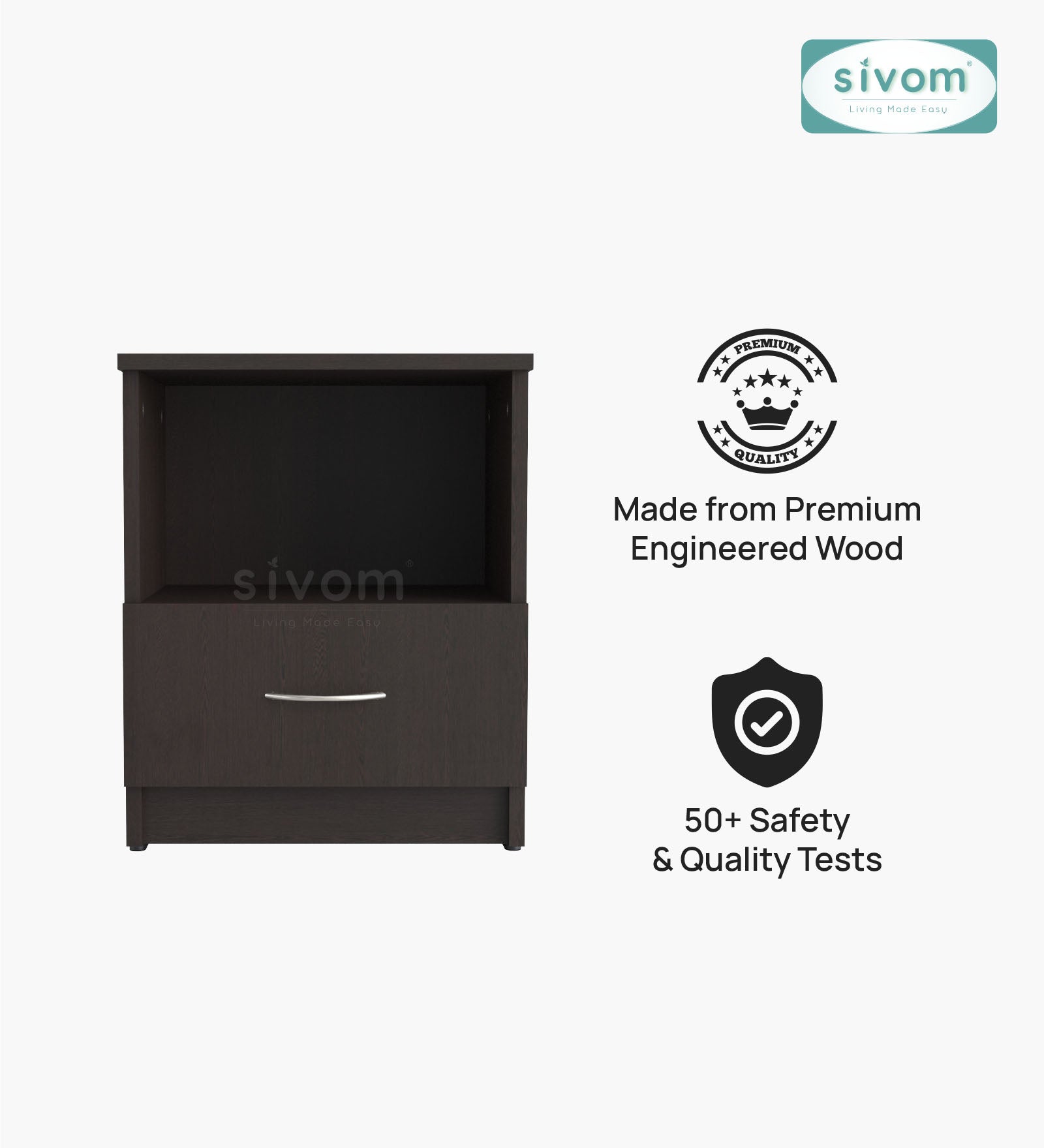 Sivom SIVOM Lita Multipurpose Side Table Engineered Wood Bedside Table for Modern Homes | Elegant Design & Premium Finish