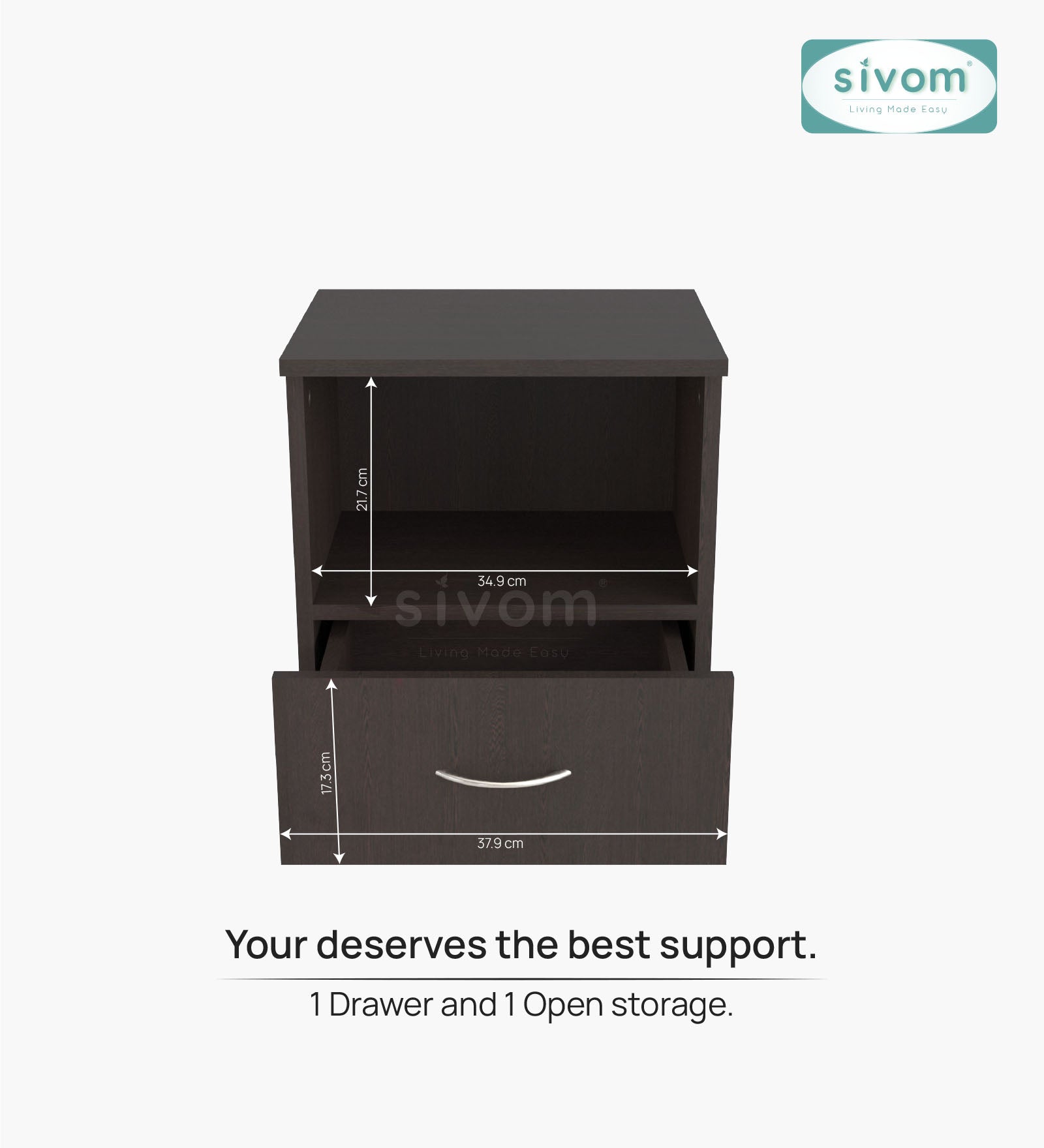 Sivom SIVOM Lita Multipurpose Side Table Engineered Wood Bedside Table for Modern Homes | Elegant Design & Premium Finish
