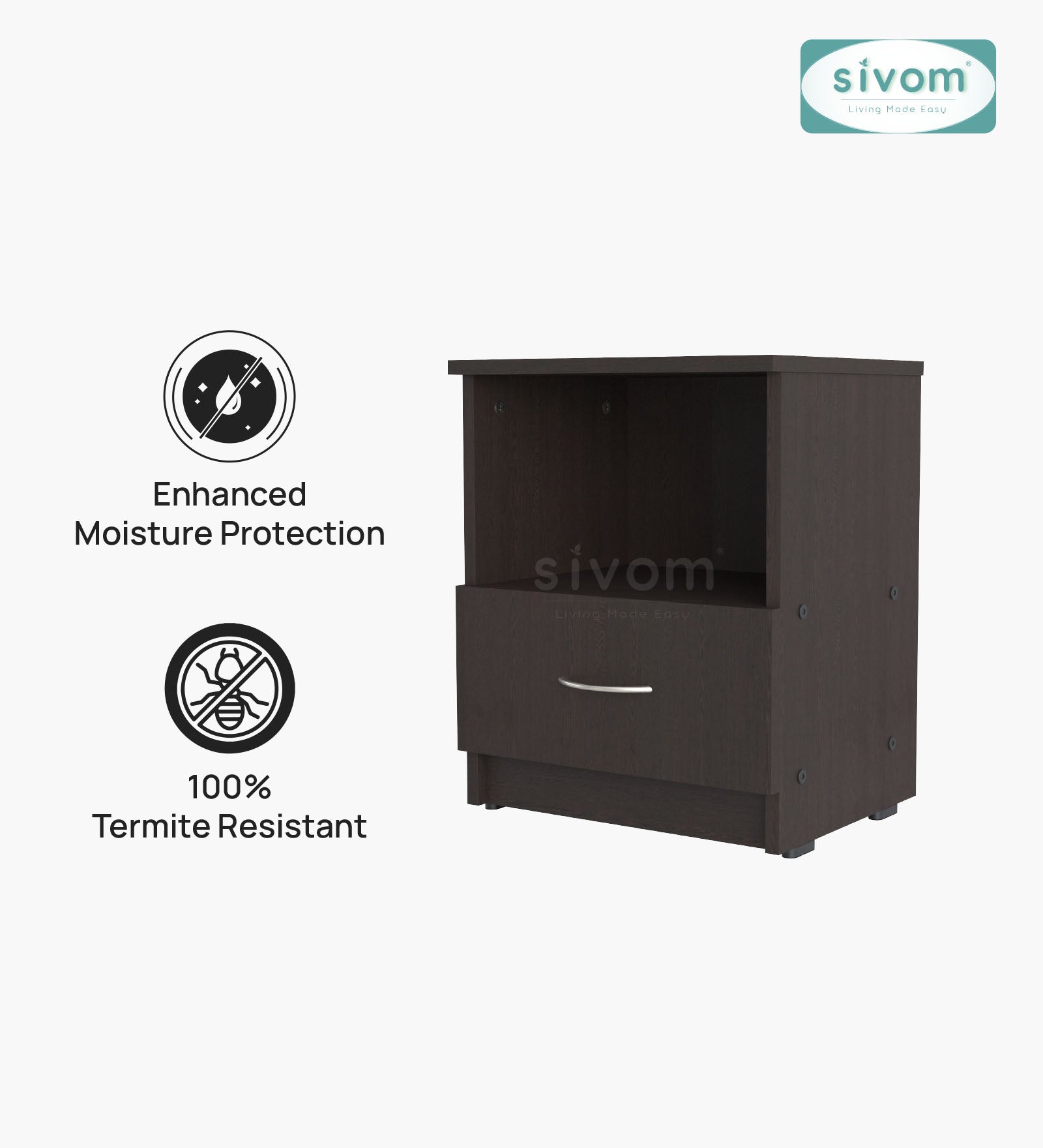Sivom SIVOM Lita Multipurpose Side Table Engineered Wood Bedside Table for Modern Homes | Elegant Design & Premium Finish