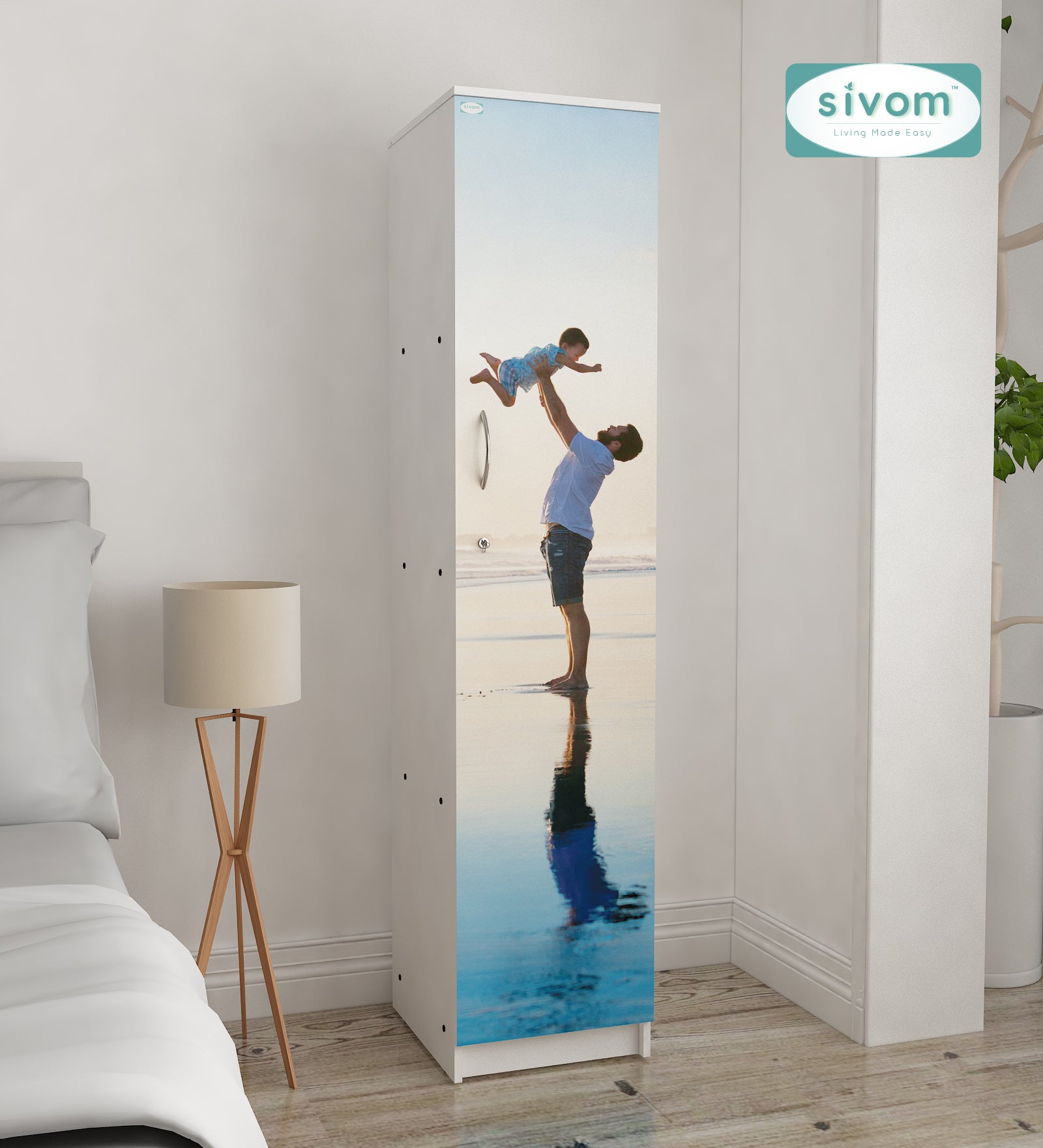 Sivom SIVOM Little Digital Printed Multipurpose 1 Door Wardrobe / Spacious 4 Shelves with Drawer Engineered Wood 1 Door Wardrobe for Modern Homes | Elegant Design & Premium Finish