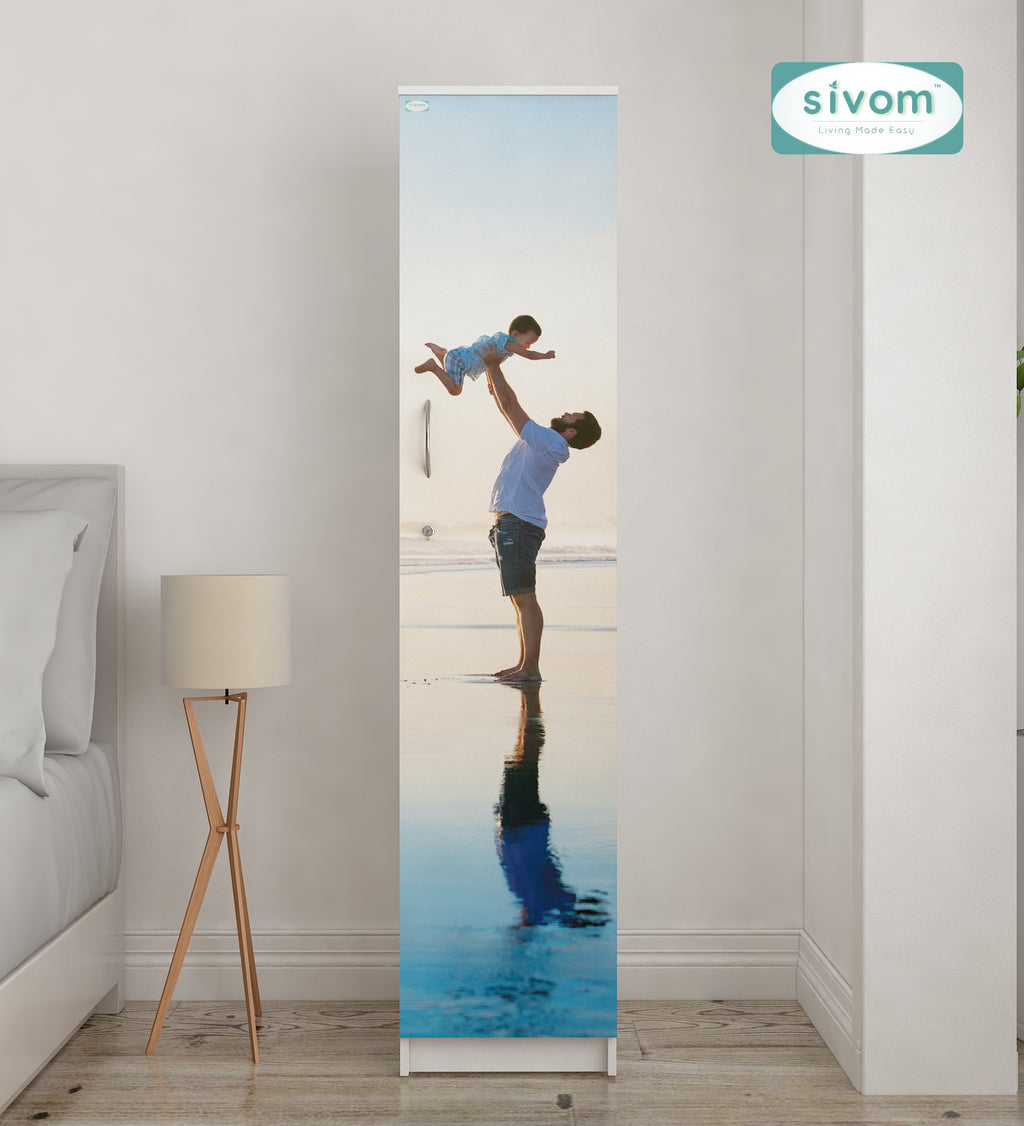 Sivom SIVOM Little Digital Printed Multipurpose 1 Door Wardrobe / Spacious 4 Shelves with Drawer Engineered Wood 1 Door Wardrobe for Modern Homes | Elegant Design & Premium Finish