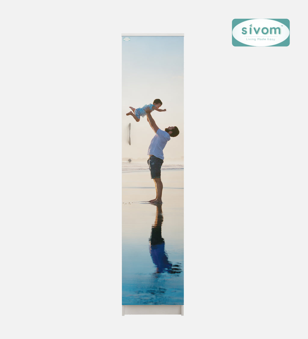 Sivom SIVOM Little Digital Printed Multipurpose 1 Door Wardrobe / Spacious 4 Shelves with Drawer Engineered Wood 1 Door Wardrobe for Modern Homes | Elegant Design & Premium Finish
