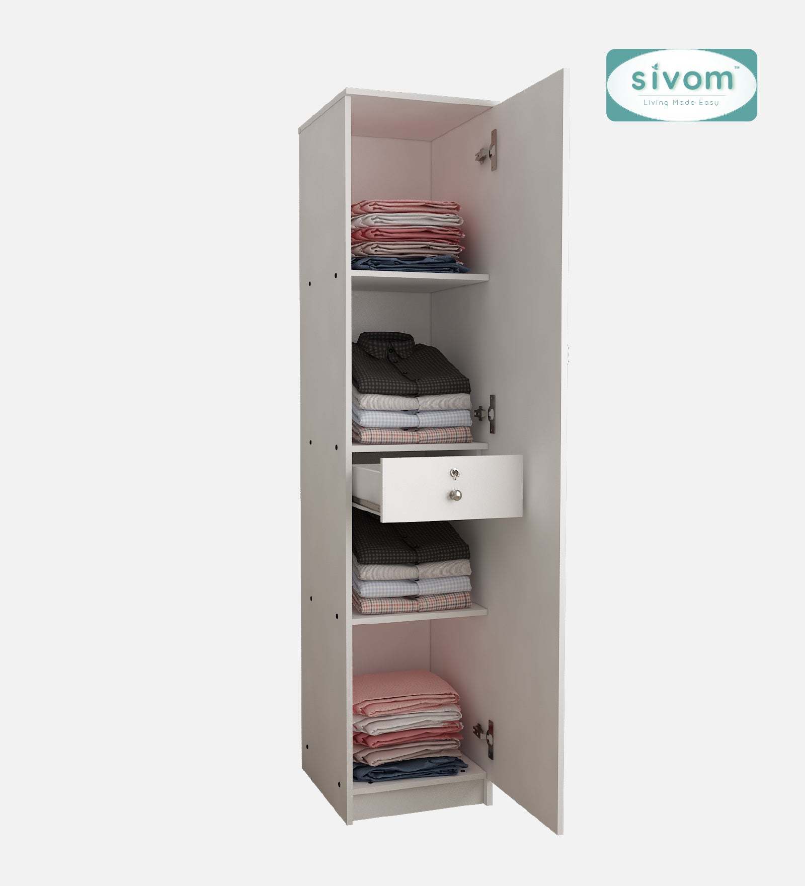 Sivom SIVOM Little Digital Printed Multipurpose 1 Door Wardrobe / Spacious 4 Shelves with Drawer Engineered Wood 1 Door Wardrobe for Modern Homes | Elegant Design & Premium Finish