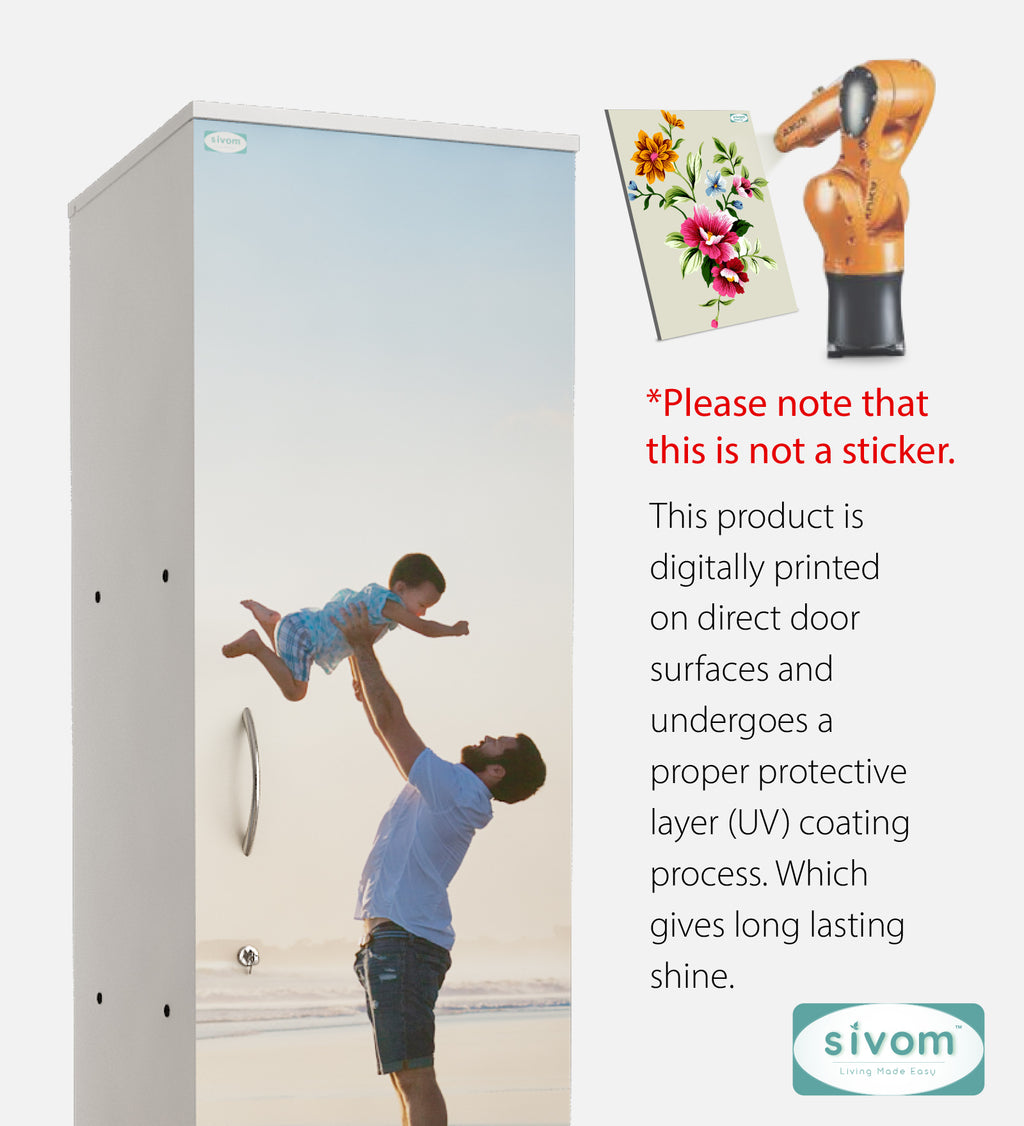 Sivom SIVOM Little Digital Printed Multipurpose 1 Door Wardrobe / Spacious 4 Shelves with Drawer Engineered Wood 1 Door Wardrobe for Modern Homes | Elegant Design & Premium Finish