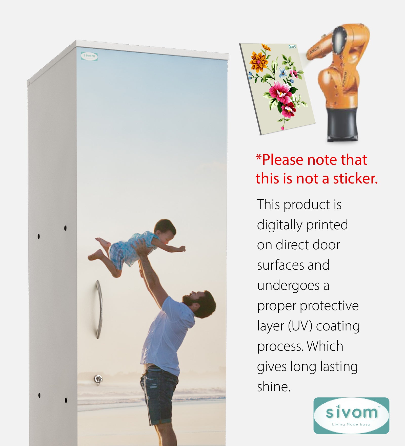 Sivom SIVOM Little Digital Printed Multipurpose 1 Door Wardrobe / Spacious 4 Shelves with Drawer Engineered Wood 1 Door Wardrobe for Modern Homes | Elegant Design & Premium Finish