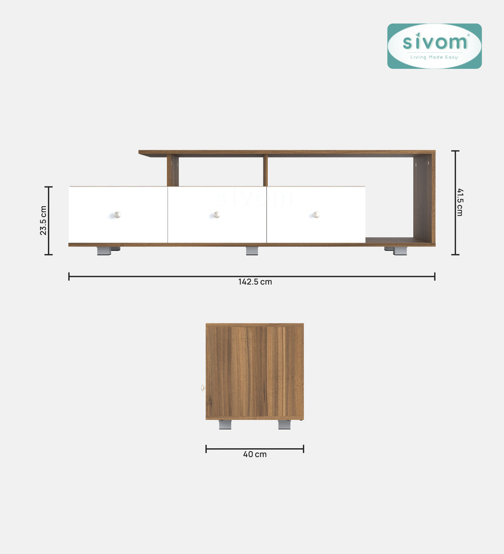 Sivom furniture SIVOM Livid Multipurpose TV Unit fits upto 43 inch with Storage Engineered Wood TV Entertainment Unit for Modern Homes | Elegant Design & Premium Finish