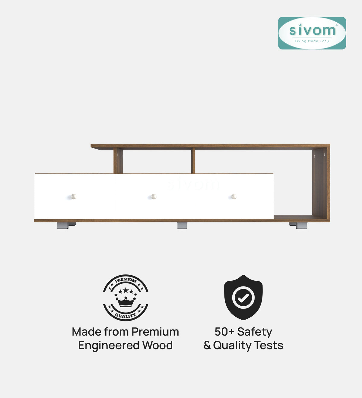 Sivom furniture SIVOM Livid Multipurpose TV Unit fits upto 43 inch with Storage Engineered Wood TV Entertainment Unit for Modern Homes | Elegant Design & Premium Finish