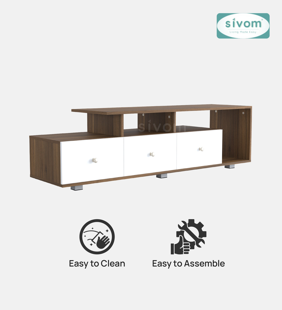 Sivom furniture SIVOM Livid Multipurpose TV Unit fits upto 43 inch with Storage Engineered Wood TV Entertainment Unit for Modern Homes | Elegant Design & Premium Finish