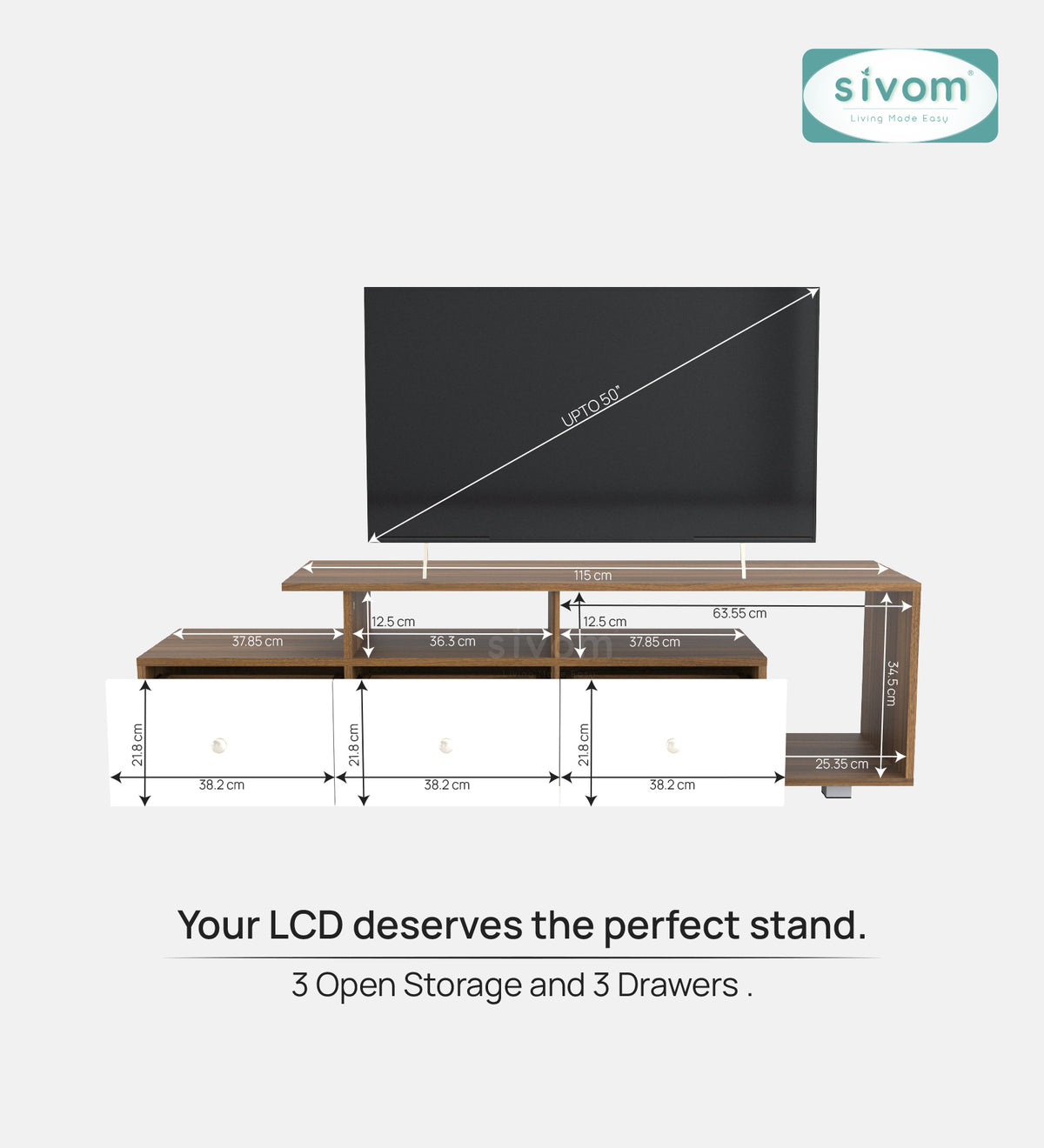 Sivom furniture SIVOM Livid Multipurpose TV Unit fits upto 43 inch with Storage Engineered Wood TV Entertainment Unit for Modern Homes | Elegant Design & Premium Finish