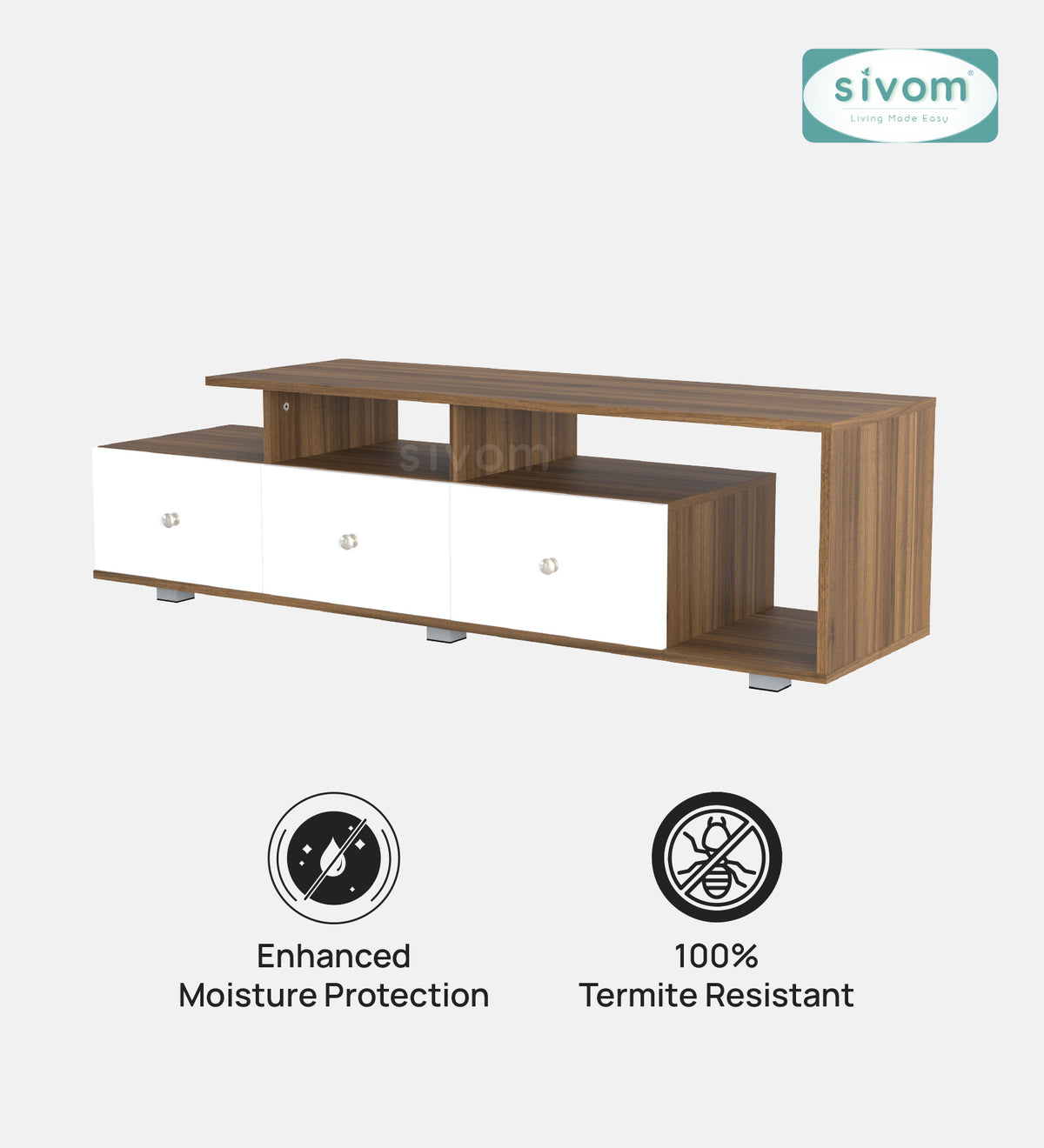 Sivom furniture SIVOM Livid Multipurpose TV Unit fits upto 43 inch with Storage Engineered Wood TV Entertainment Unit for Modern Homes | Elegant Design & Premium Finish