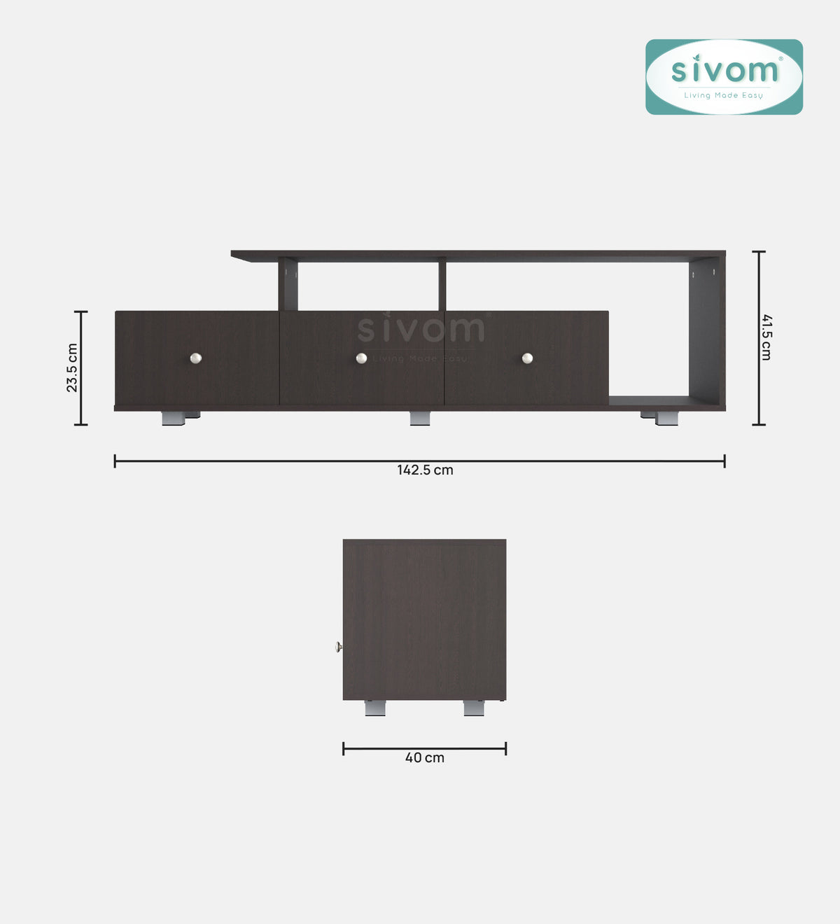 Sivom furniture SIVOM Livid Multipurpose TV Unit fits upto 43 inch with Storage Engineered Wood TV Entertainment Unit for Modern Homes | Elegant Design & Premium Finish